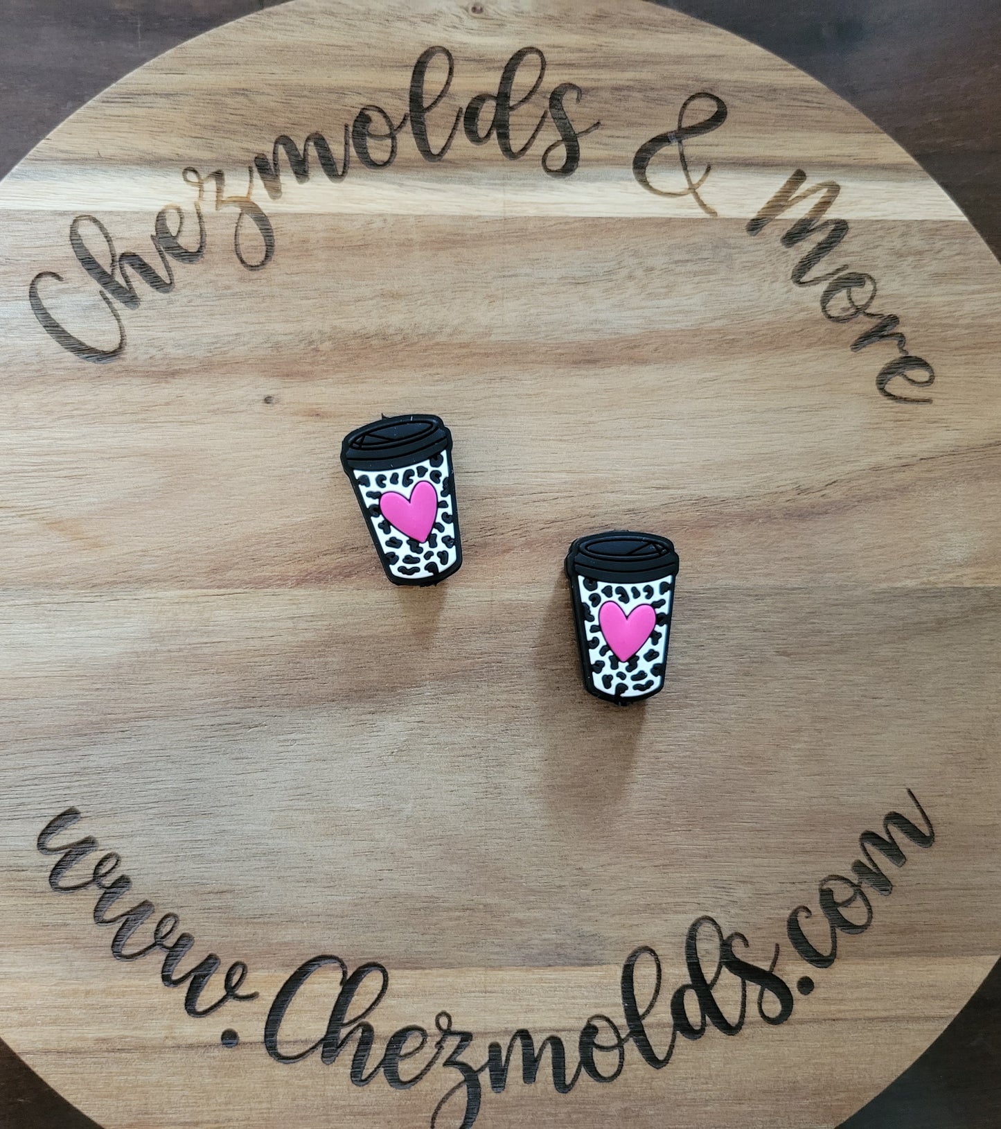 Cow coffee with heart- Silicone focal Bead