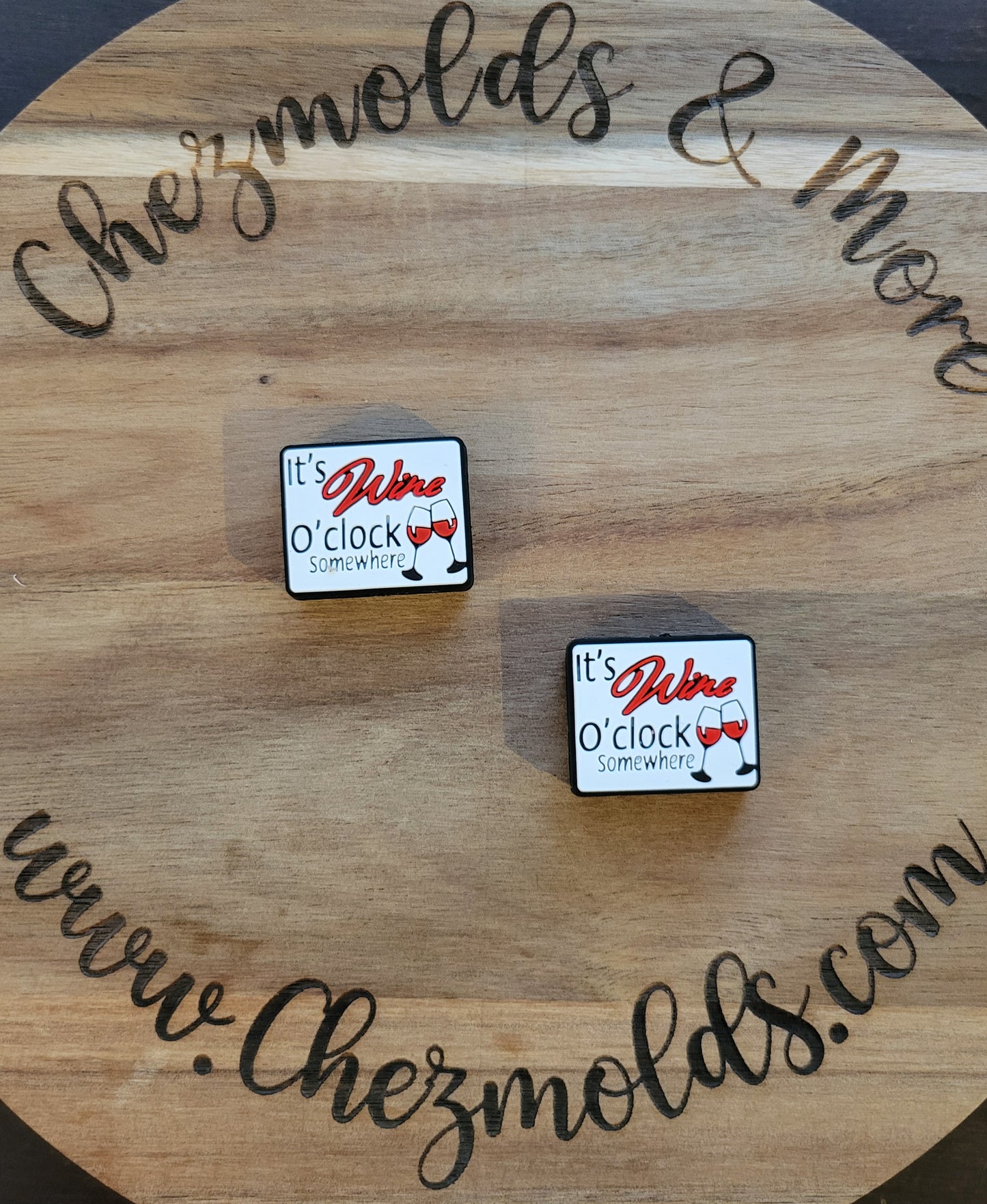 its wine o'clock- Silicone focal Bead