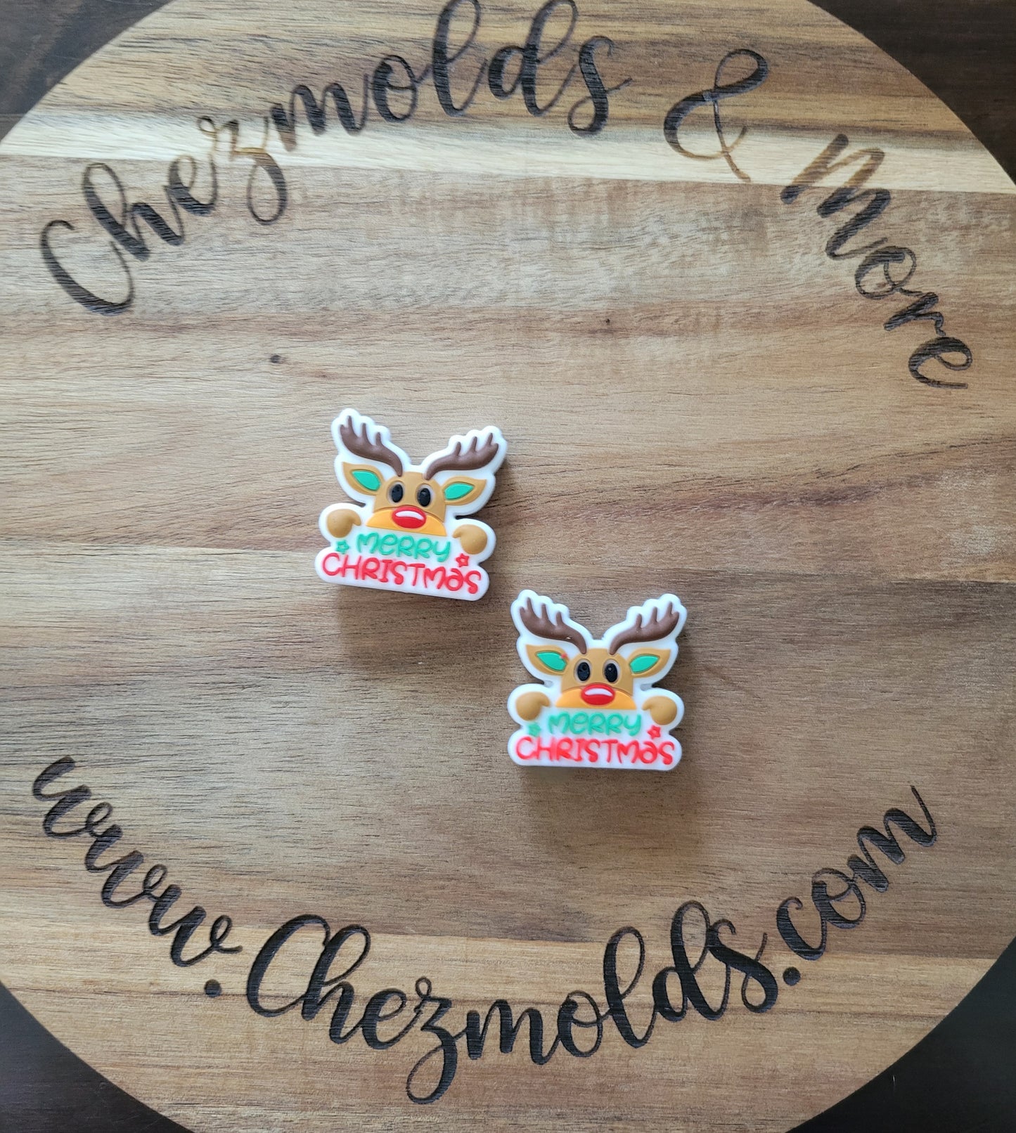 merry christmas reindeer- Silicone focal Bead