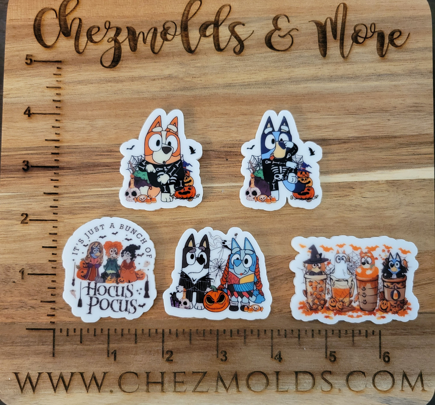halloween blue dog- printed acrylic