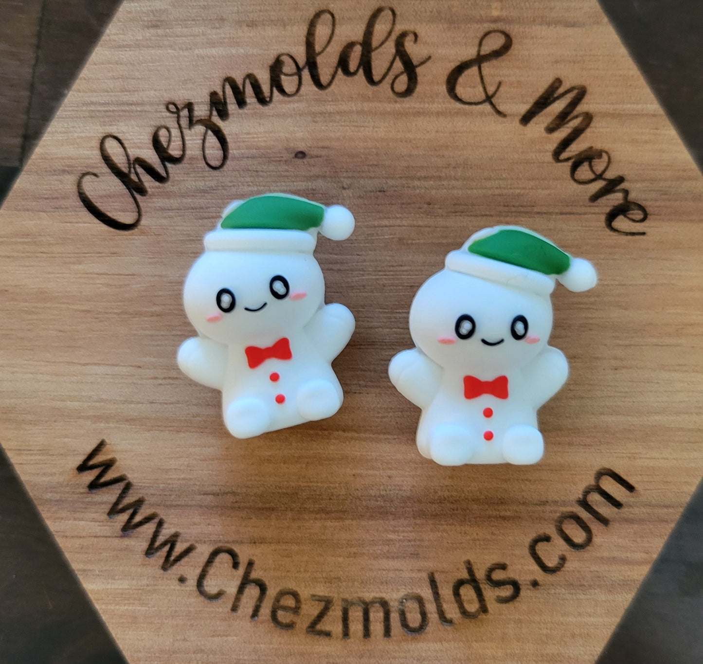 3D Snowman with feet- Silicone focal Bead
