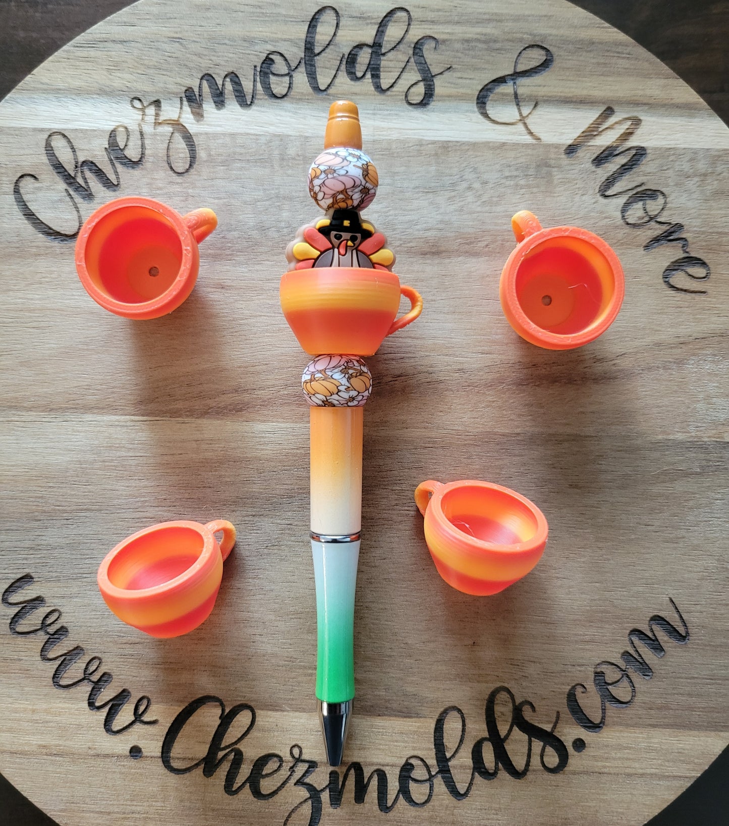 CE 3d printed fall tea cup - focal Bead