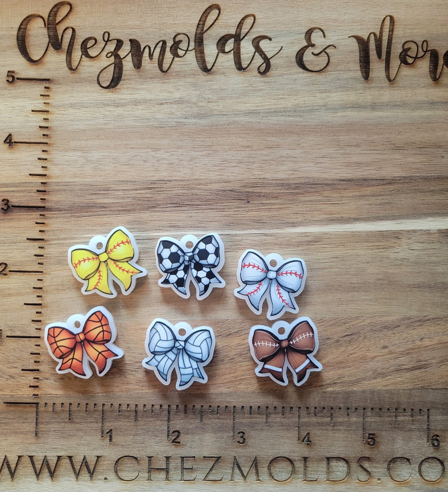 Sports bows- uv printed acrylic key charm