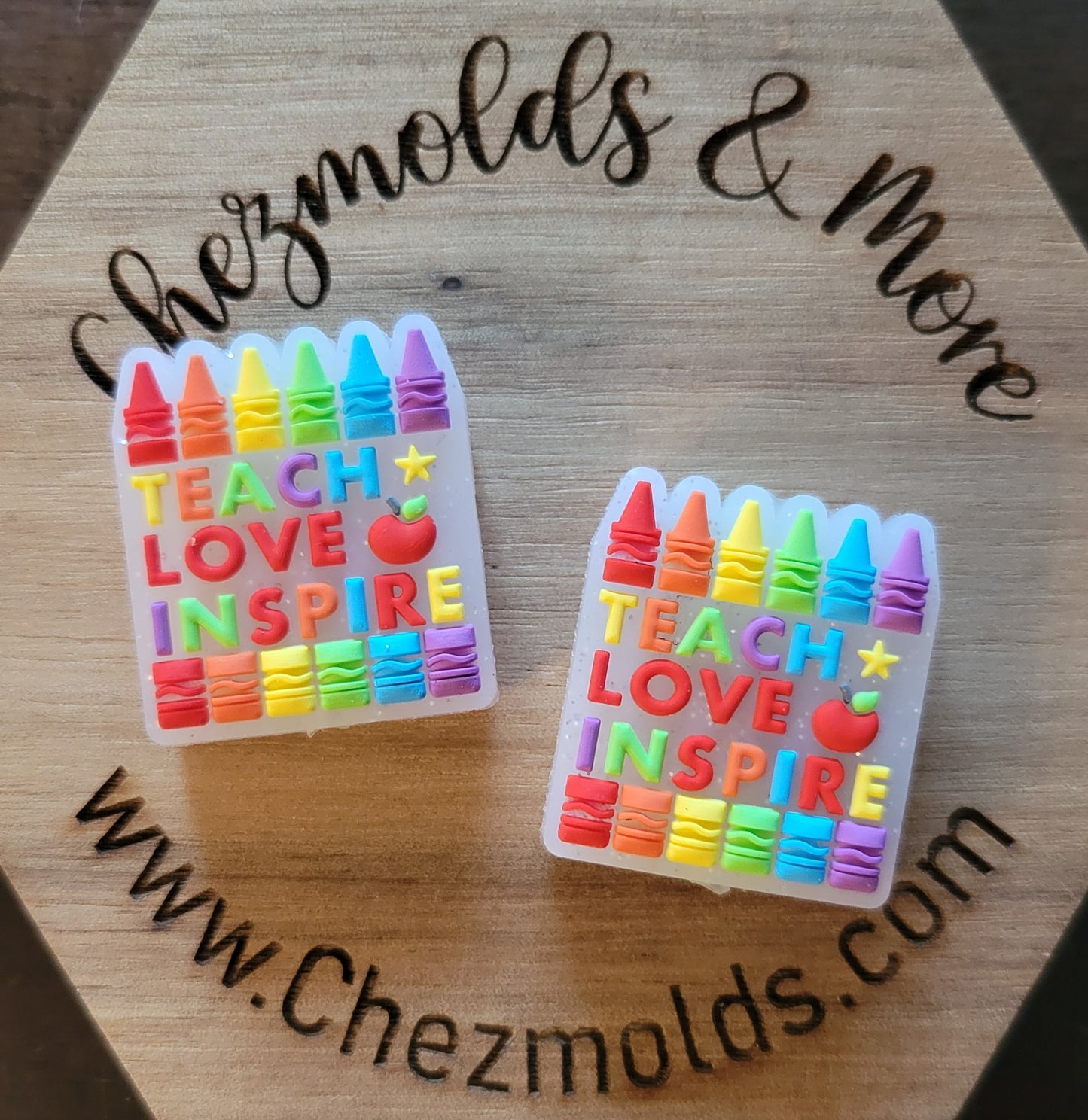 Rainbow crayons teach love inspire- Silicone focal Bead