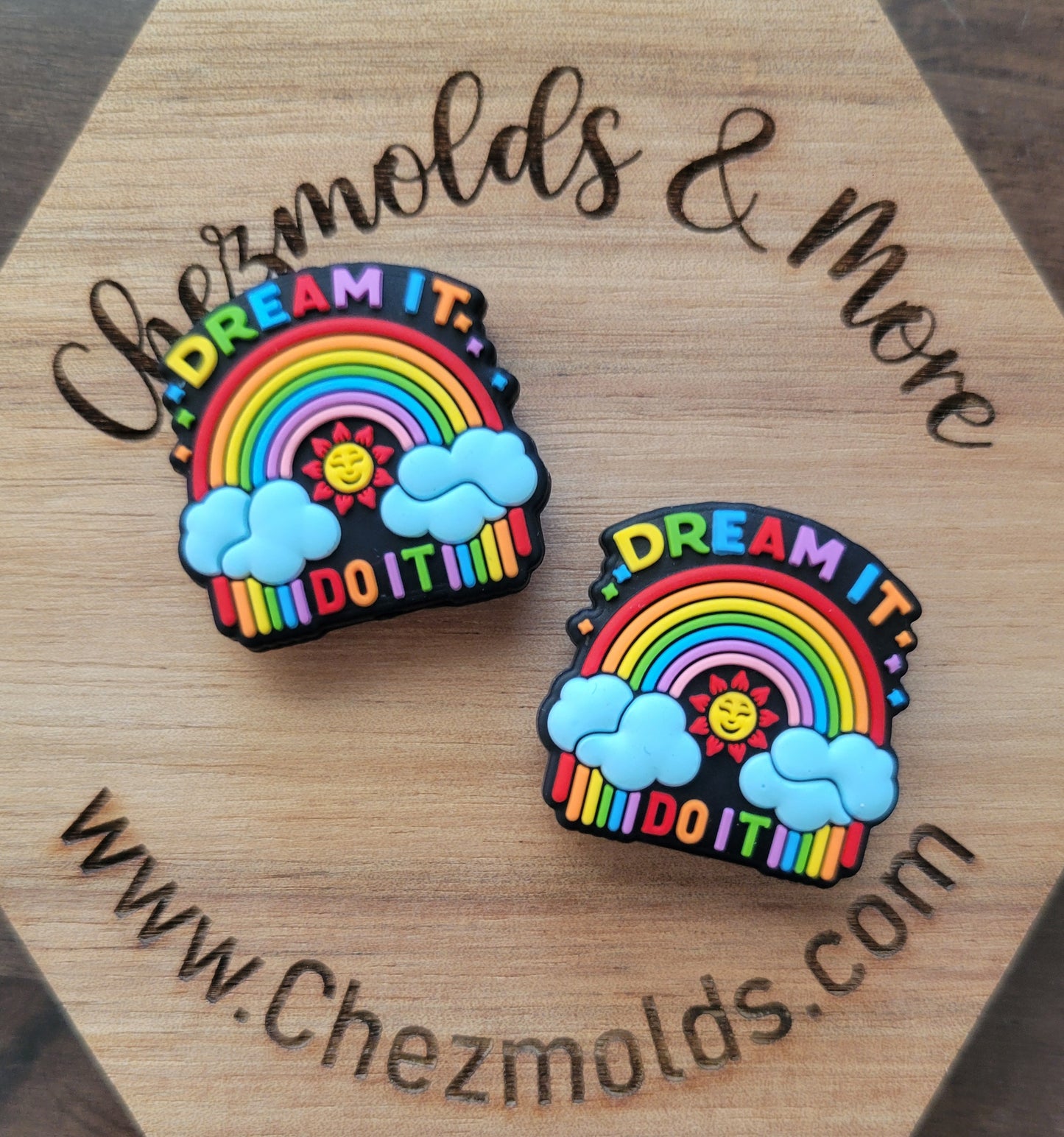 dream it do it rainbow- Silicone focal Bead