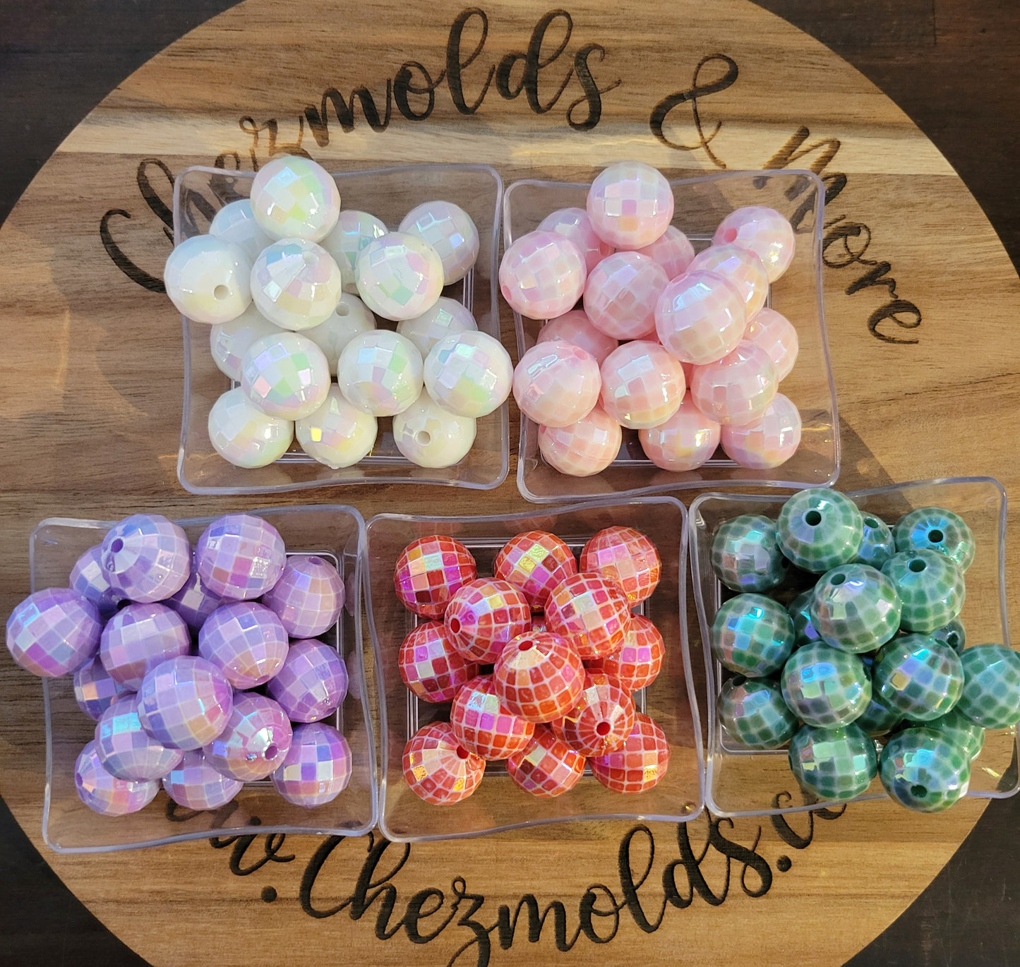 acrylic 16mm disco opal bead- set of 5