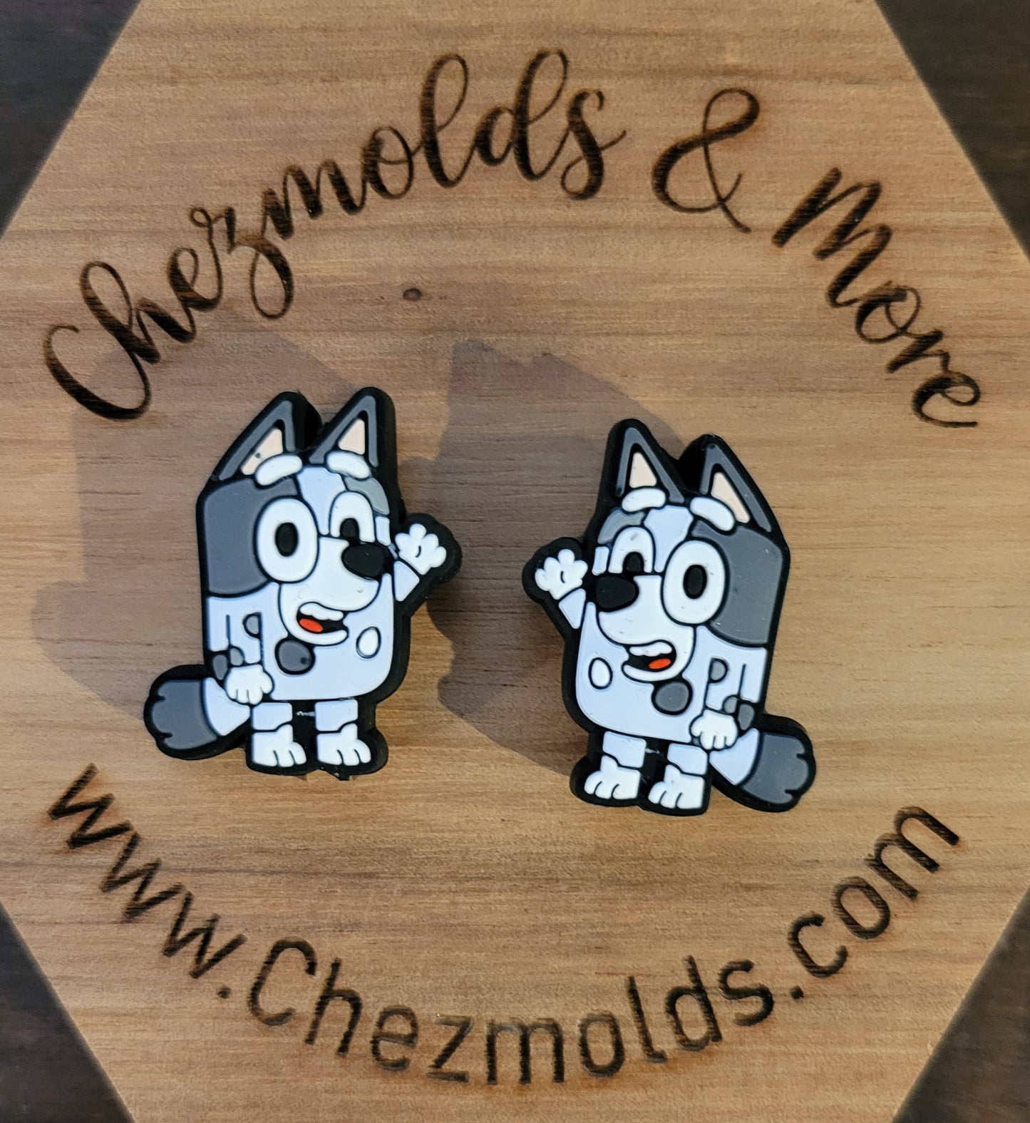 blue dog family- Silicone focal Bead