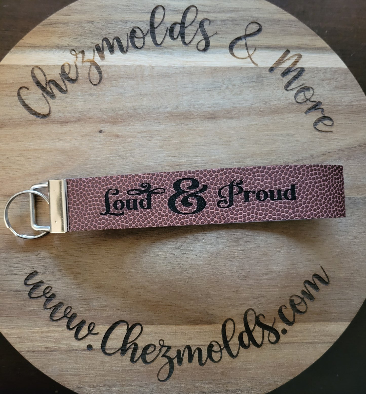 CE laser engraved leather wristlet strap-loud and proud