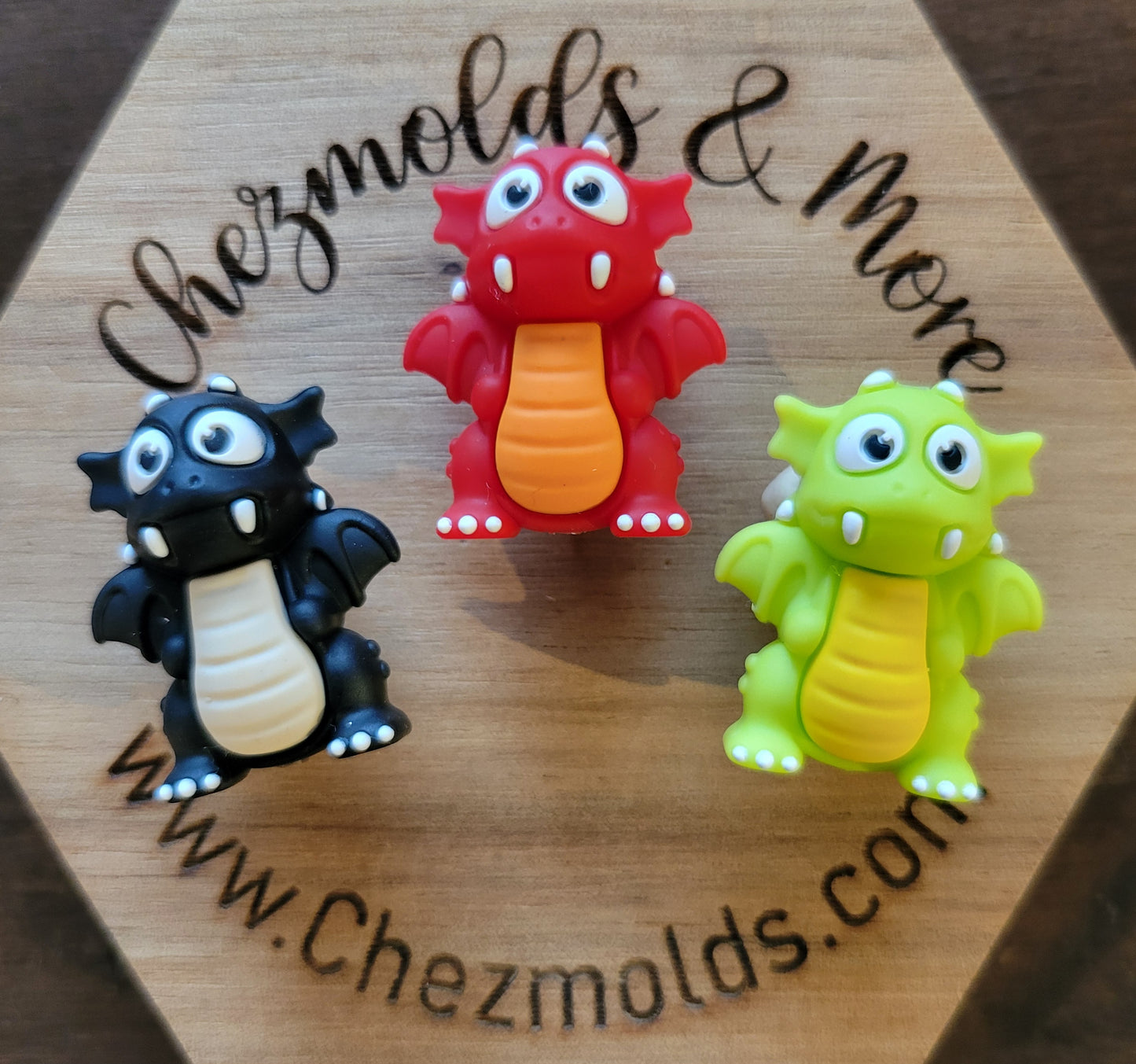 3d dino-dragon- silicone focal Bead