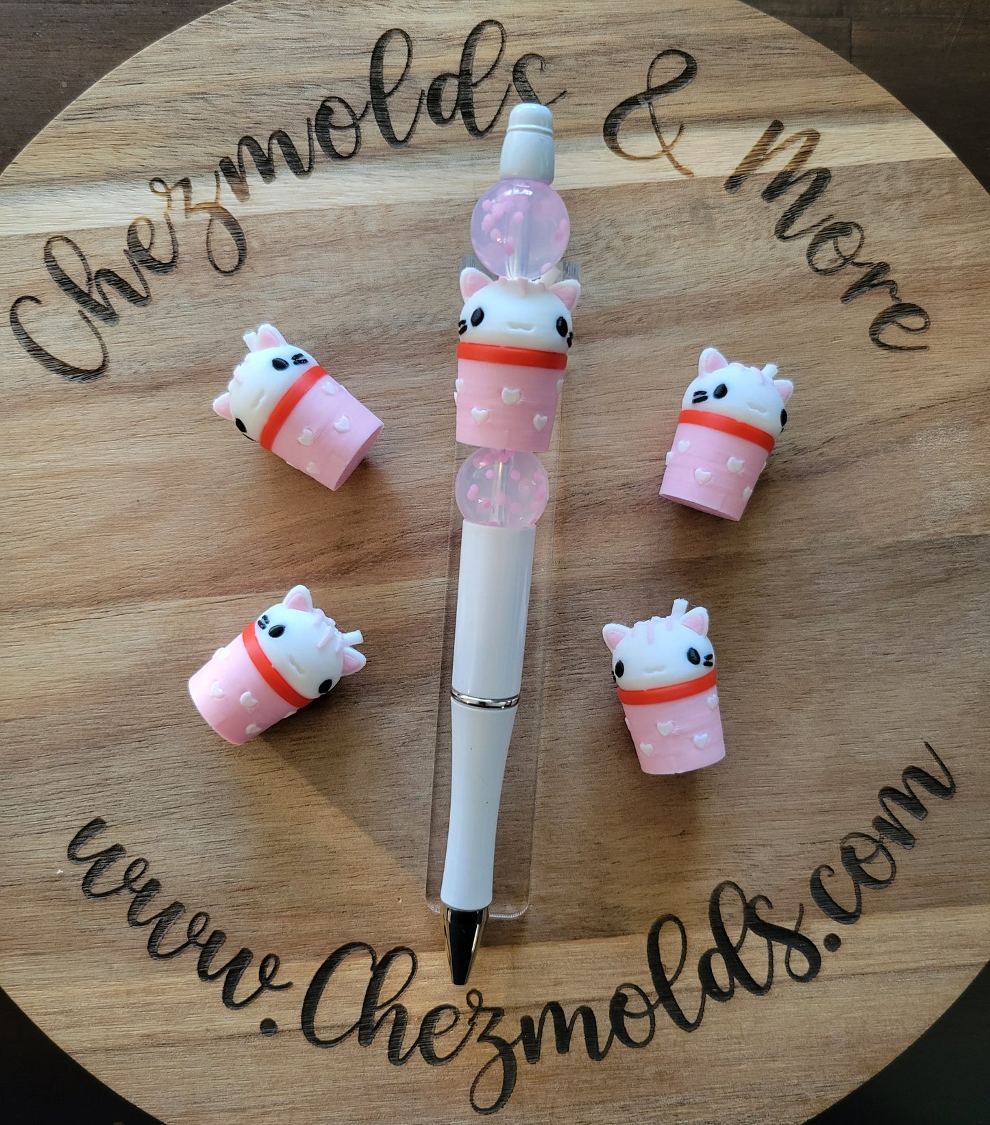 CE 3d printed love kitty boba- focal Bead