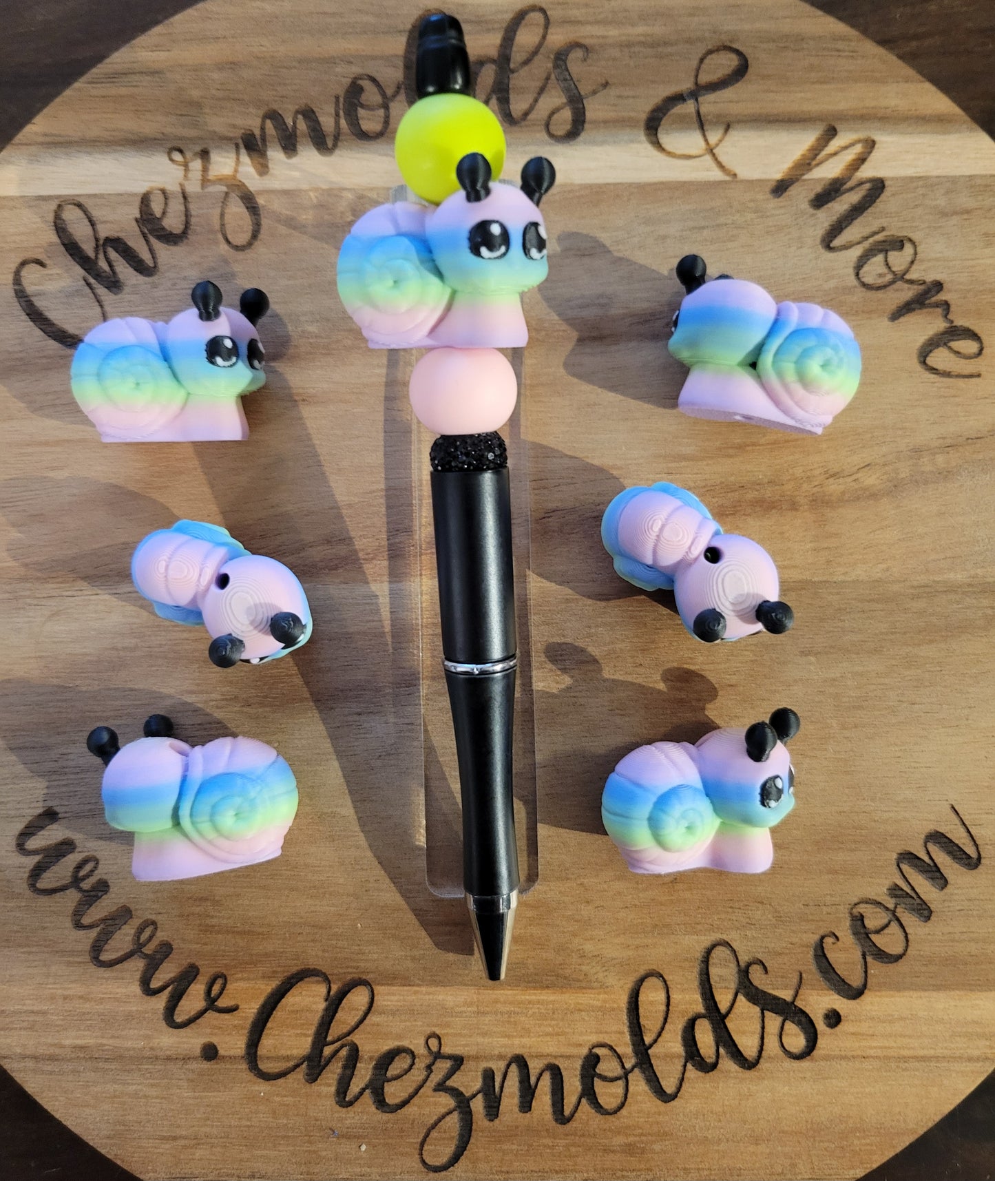 CE 3d printed rainbow snail- focal Bead