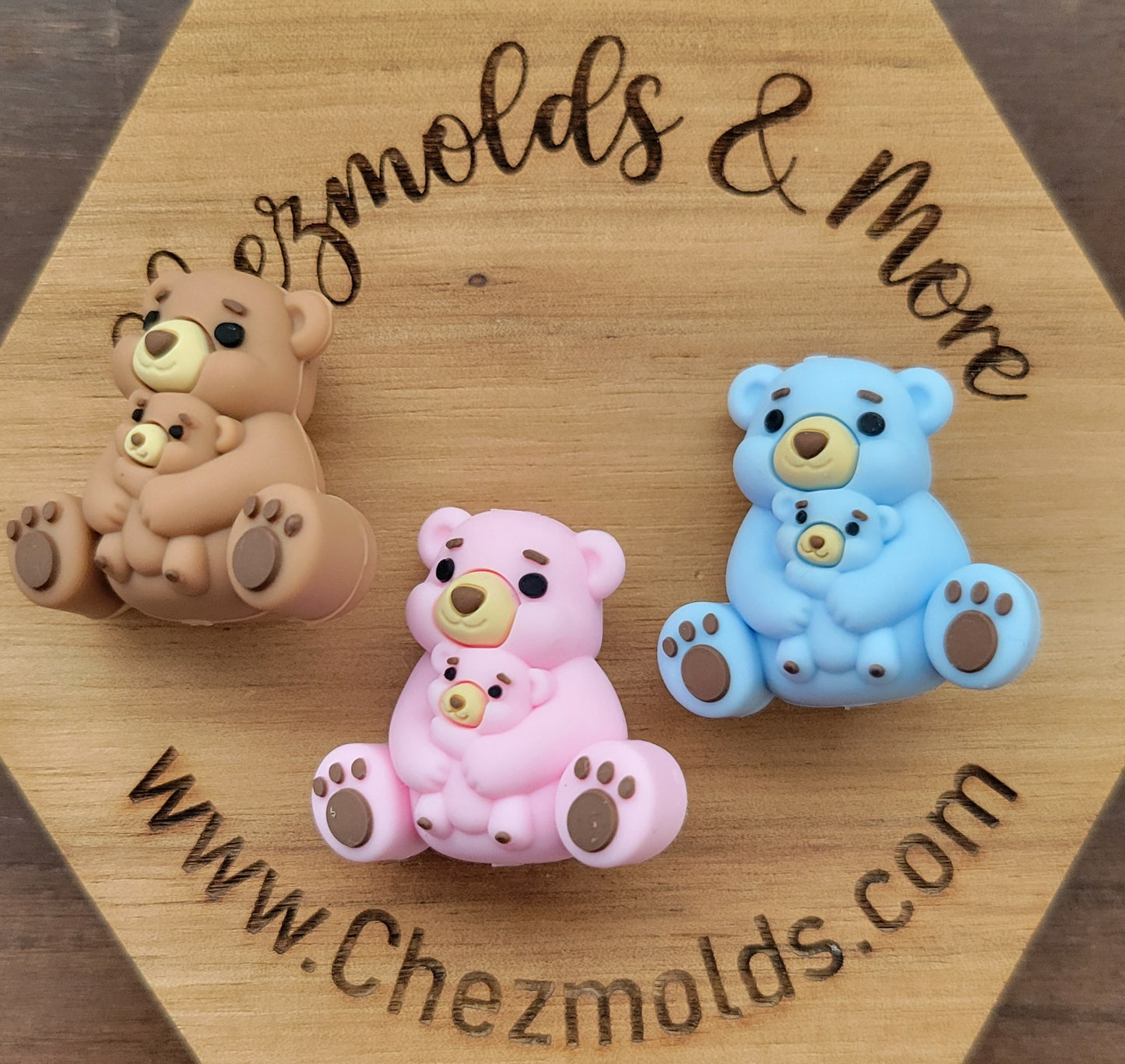 3d silicone focal Bead - momma & baby-bear