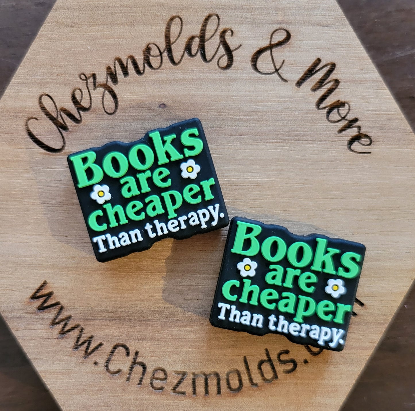 books are cheaper then therapy- Silicone focal Bead