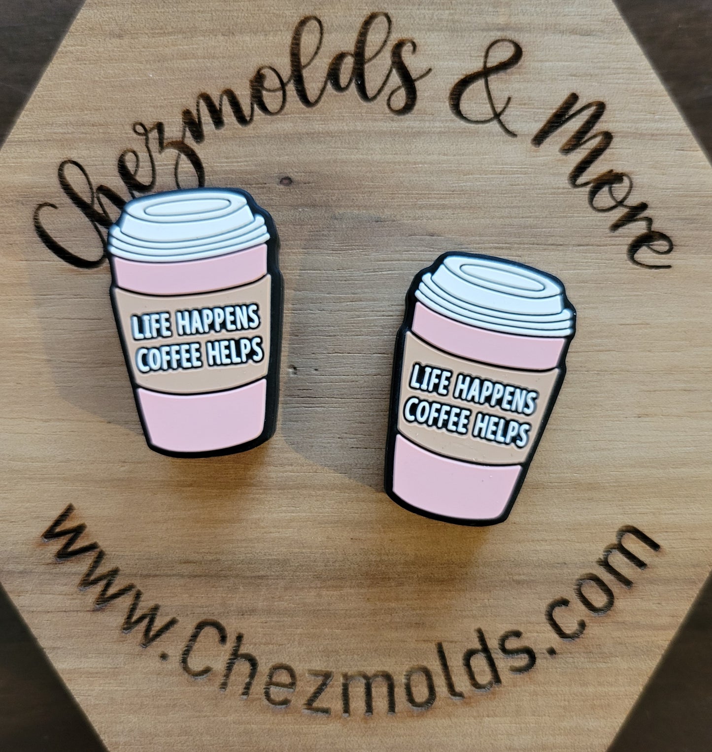 life happens- coffee helps- Silicone focal Bead