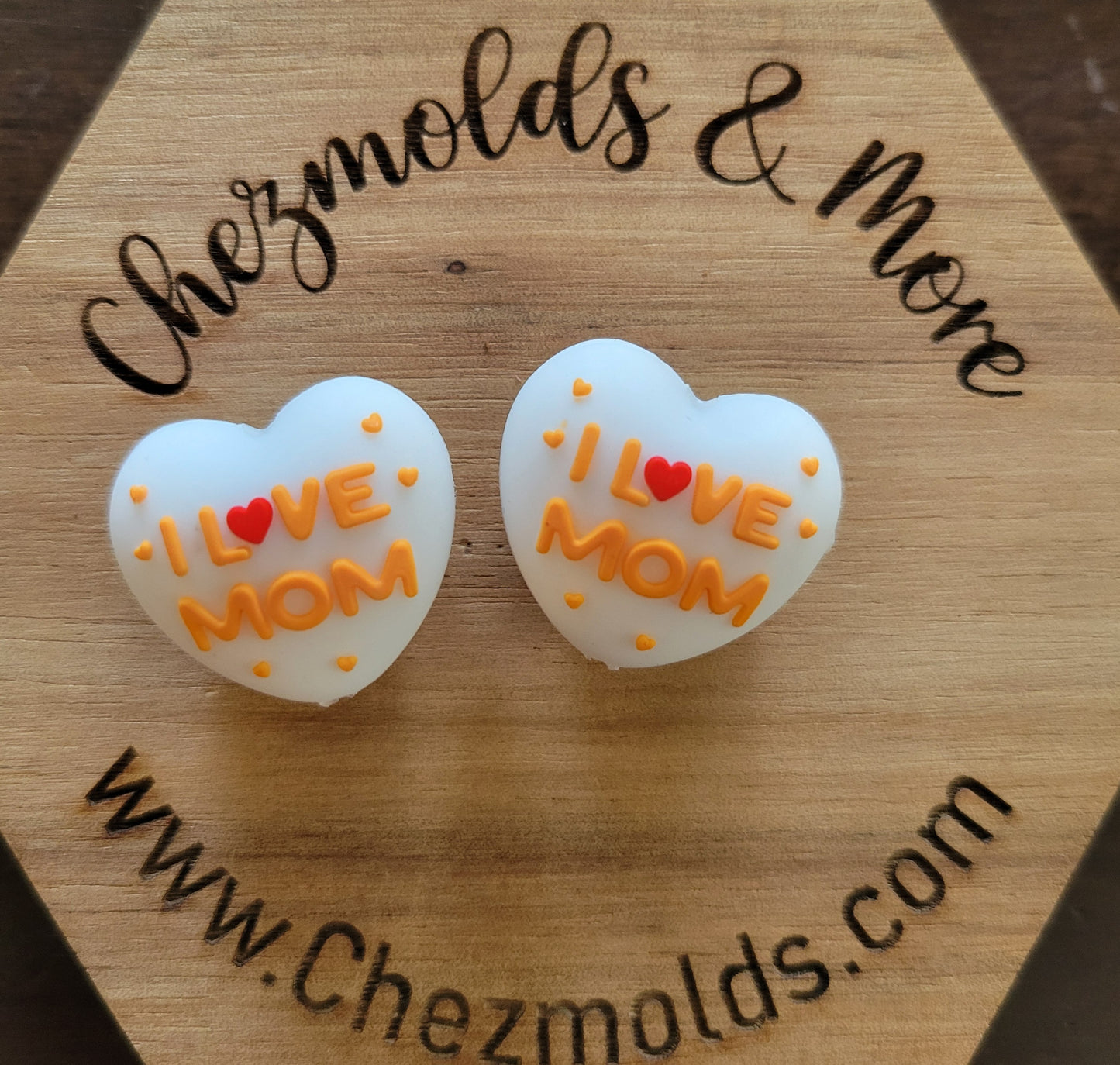 3d silicone focal Bead -i love mom heart