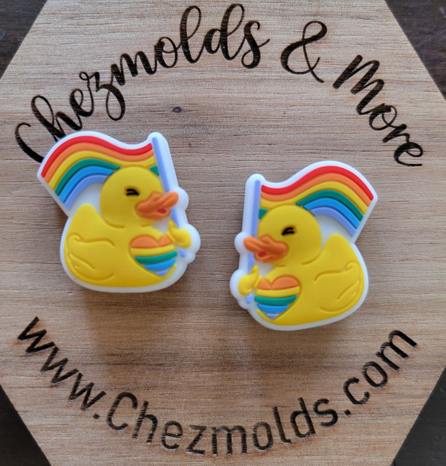 rainbow ducky- silicone focal Bead