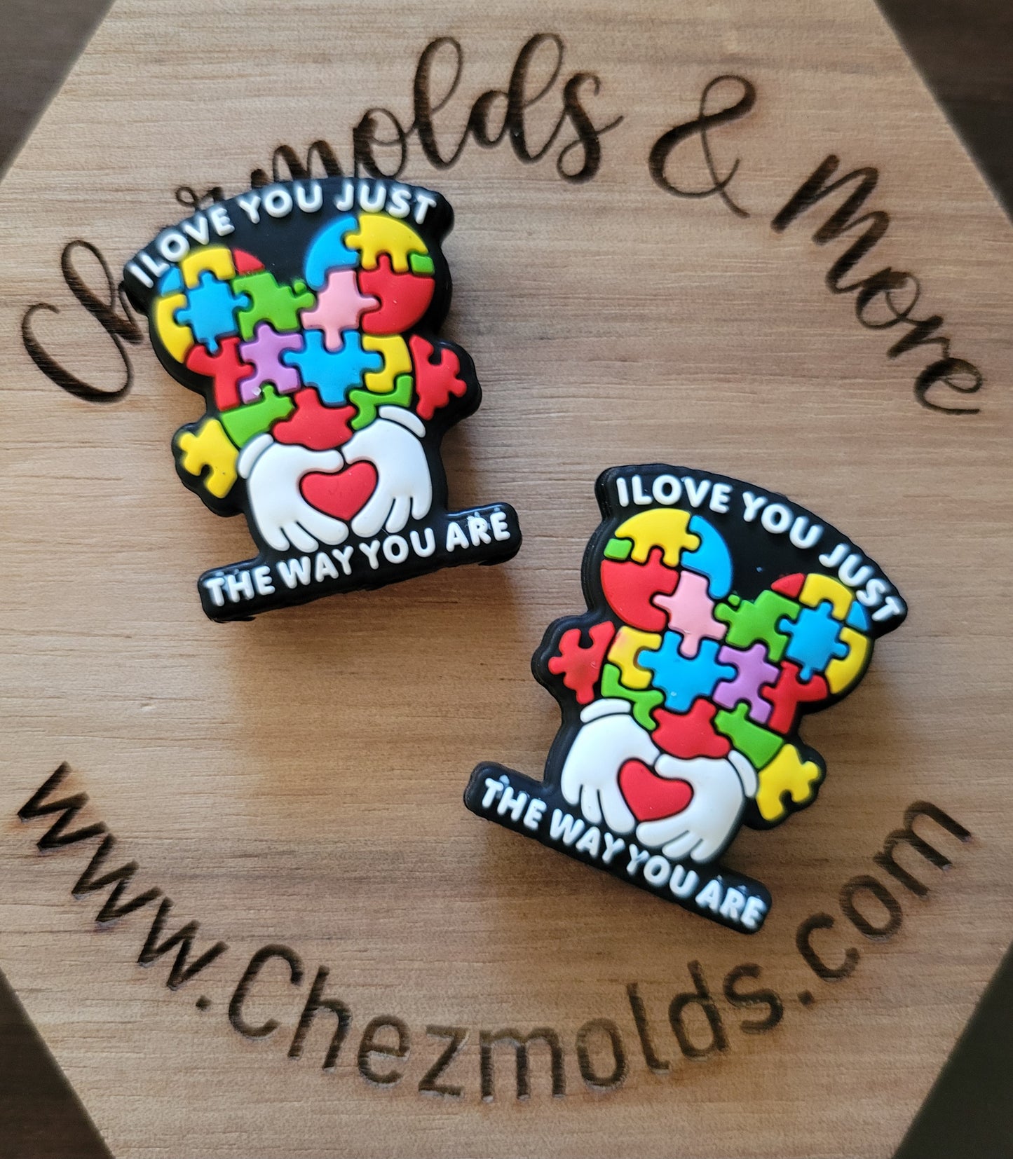 i love you just the way you are mouse hands puzzle- Silicone focal Bead