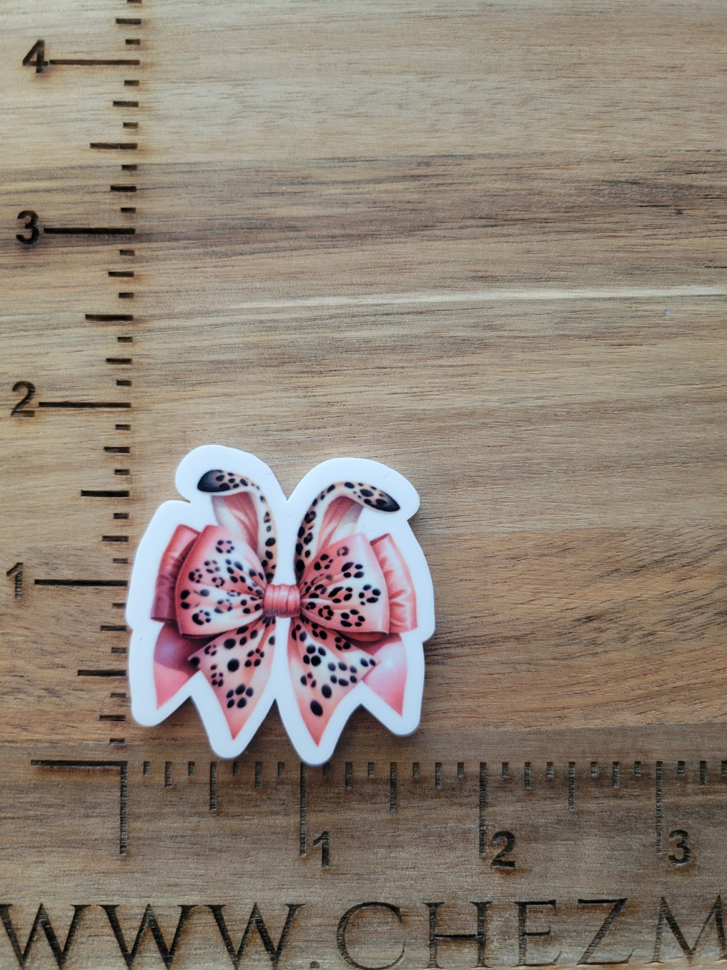 uv printed acrylic-pink leopard bow bunny double