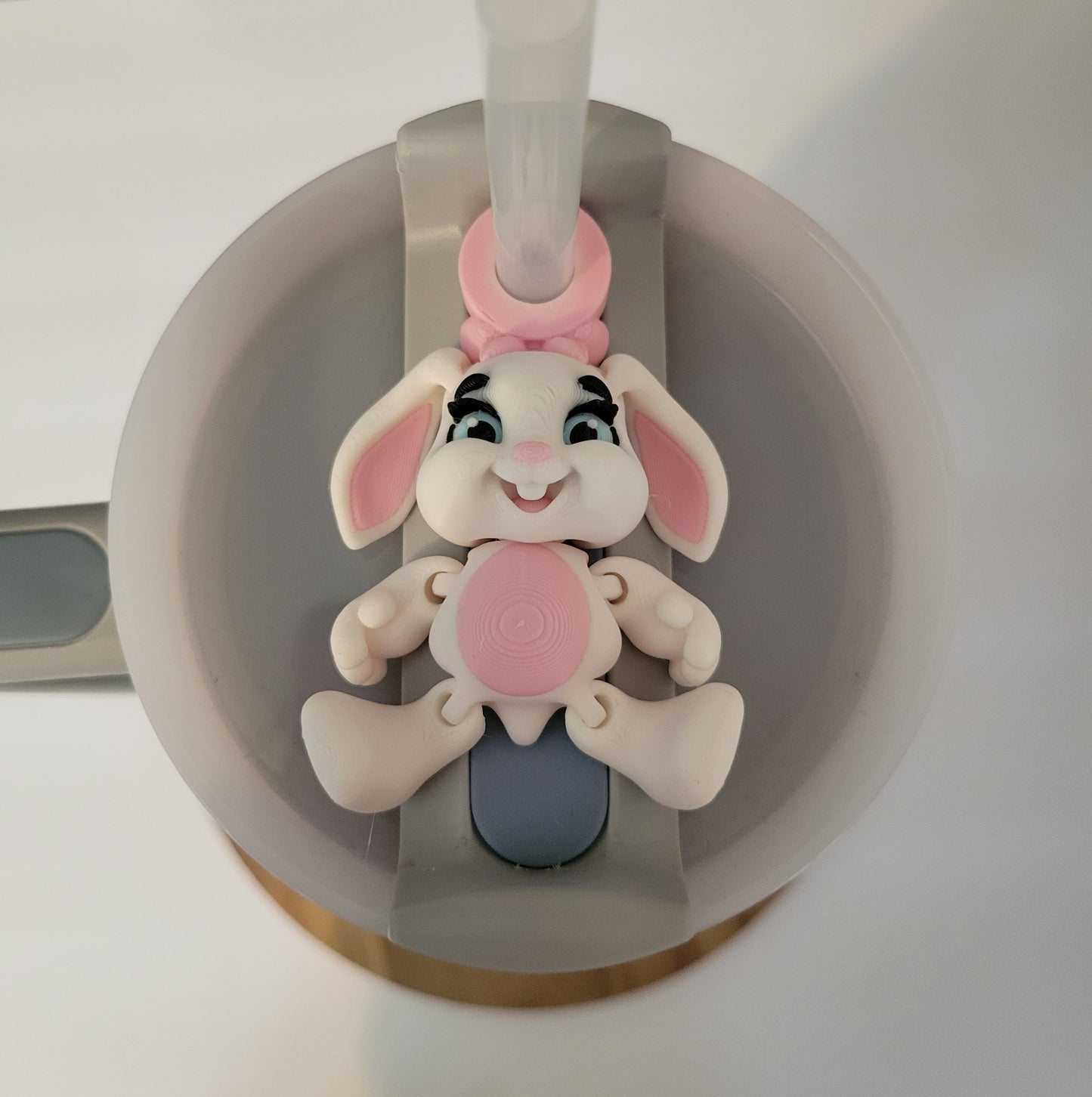 3d printed topper- 10mm straw opening- bunny pink