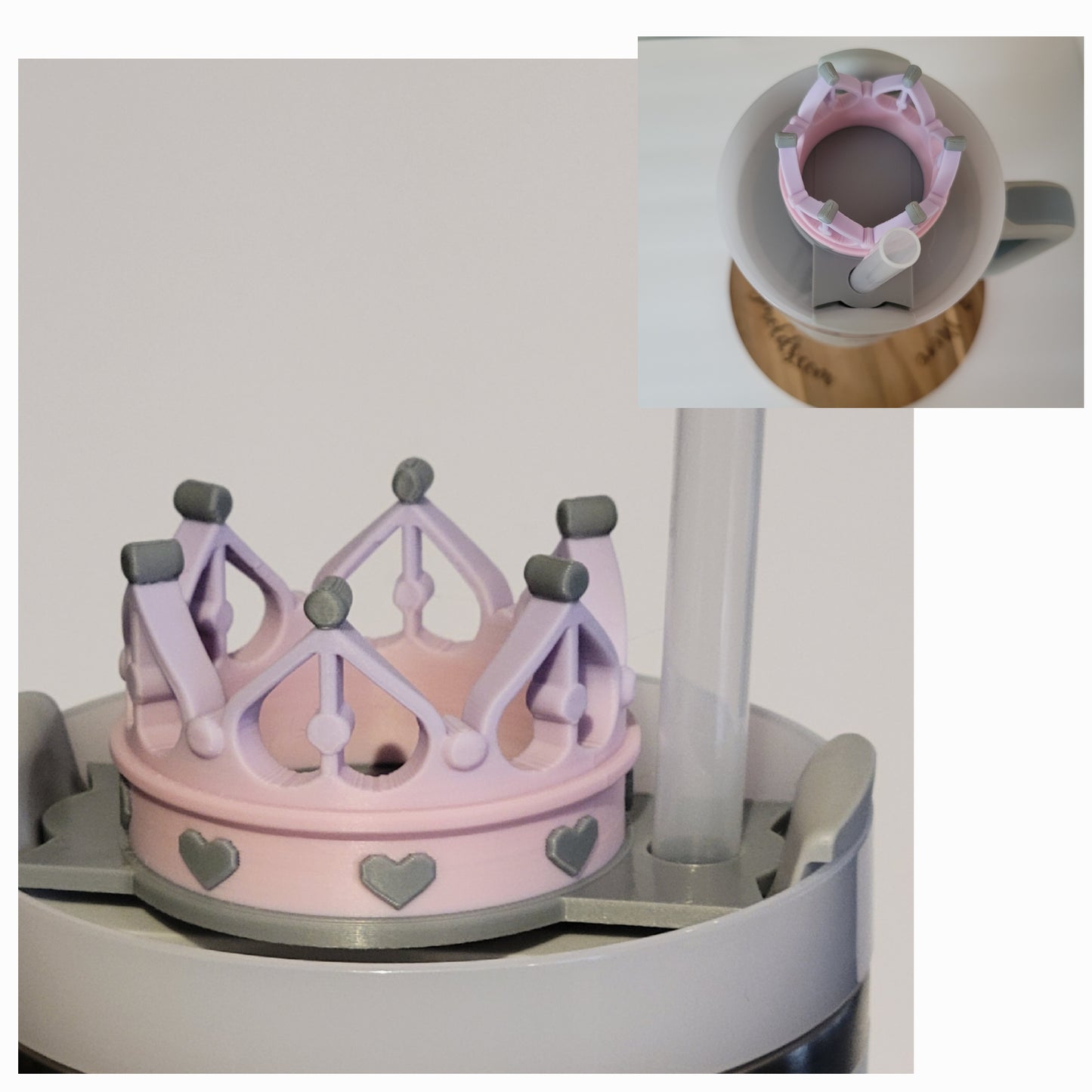 40 Oz ( 10mm straw opening) crown topper- pink and purple