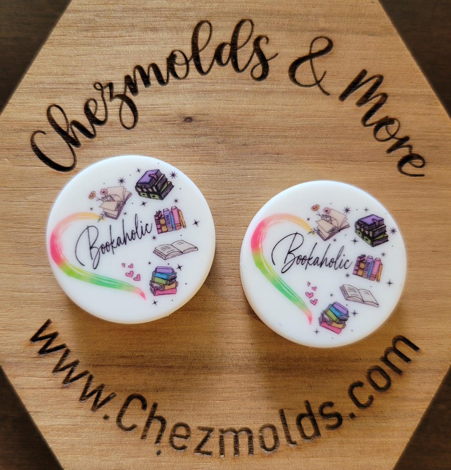 CE printed Silicone focal Bead-bookaholic heart