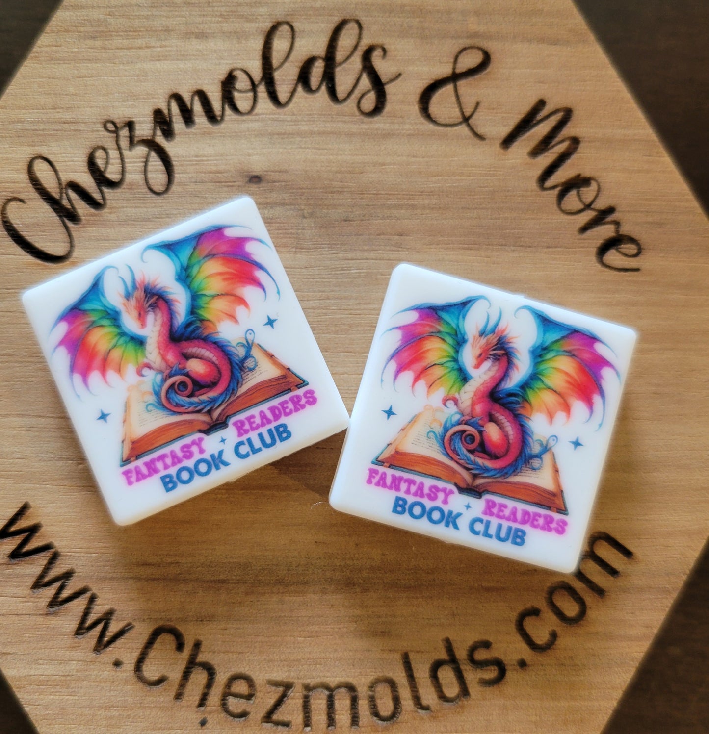 CE printed Silicone focal Bead-rainbow dragon fantasy readers club