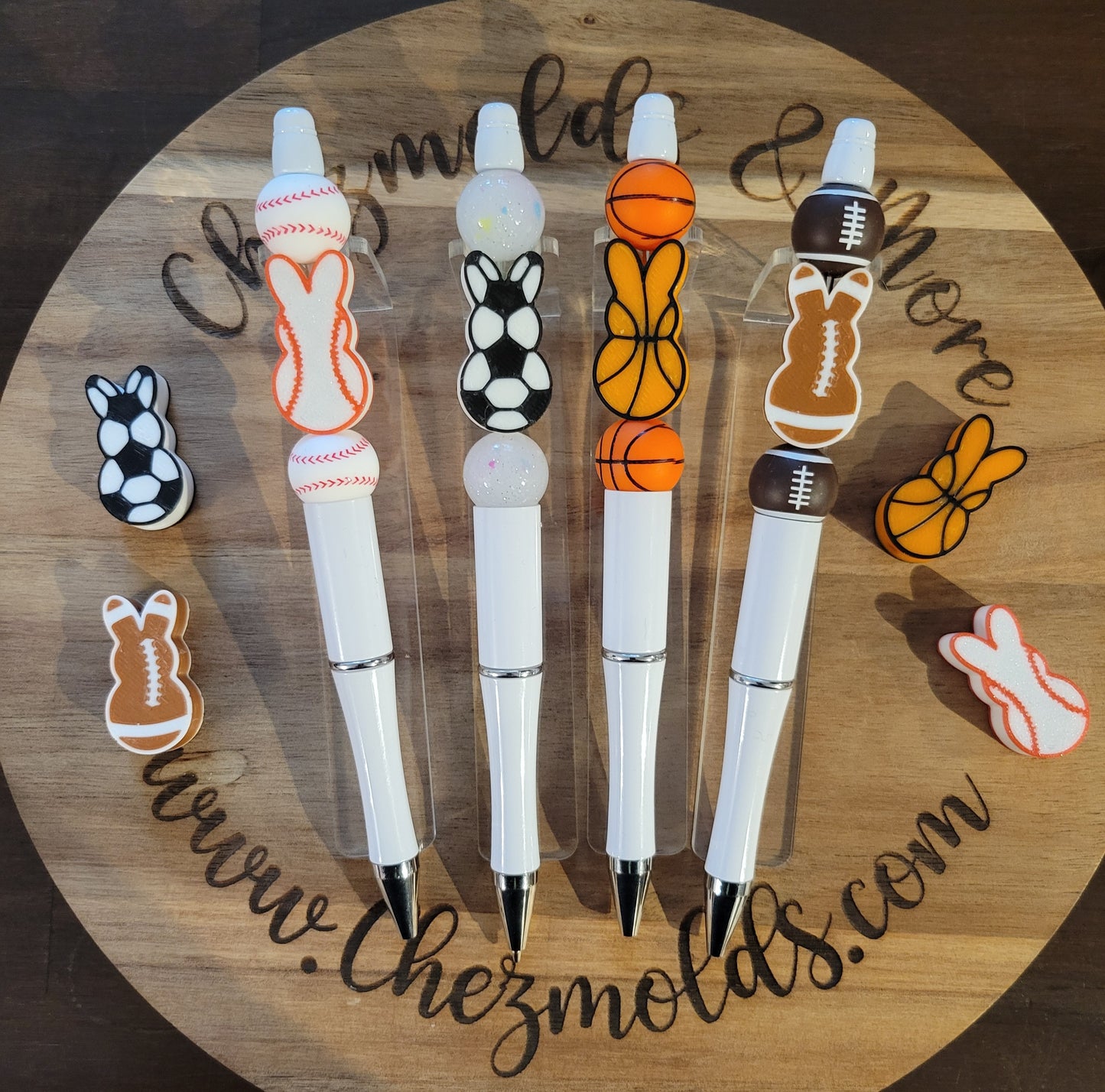 CE 3d printed focal bead -sports peeps