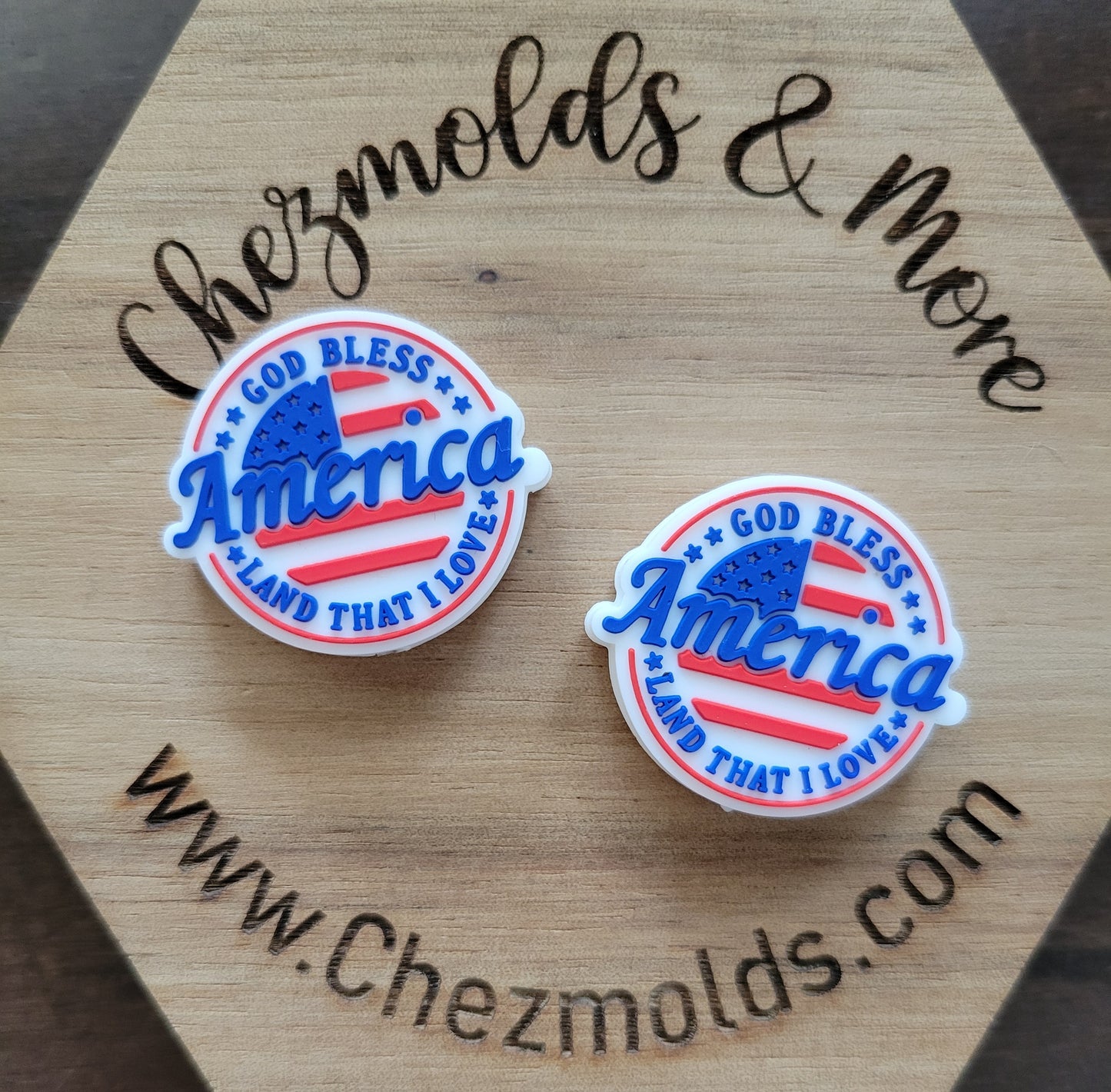 god bless america- silicone focal Bead