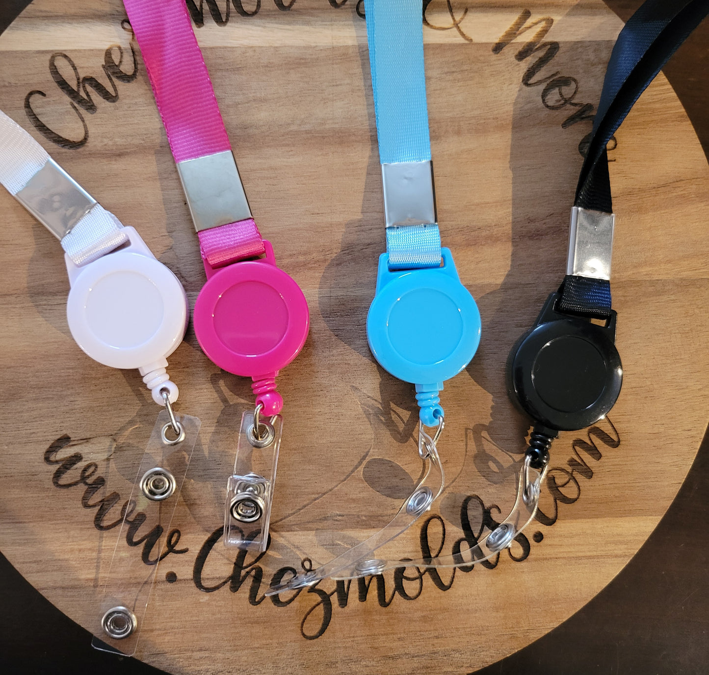 blank badge reel WITH 32" lanyard- no clasp in back