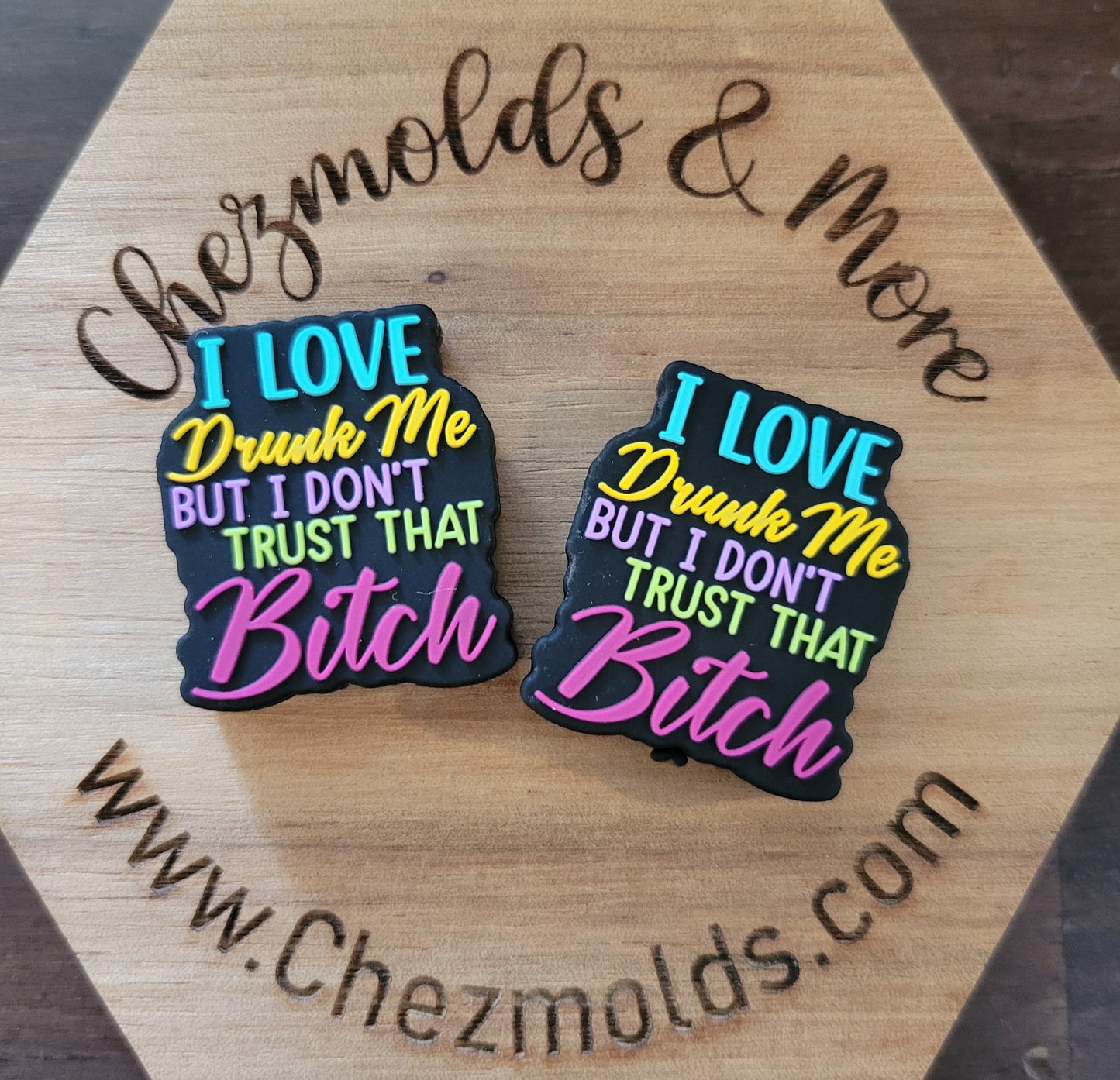 I love drunk me- silicone focal Bead