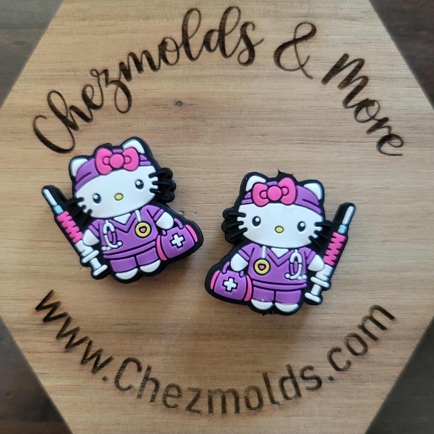 HK purple nurse with shot - Silicone focal Bead