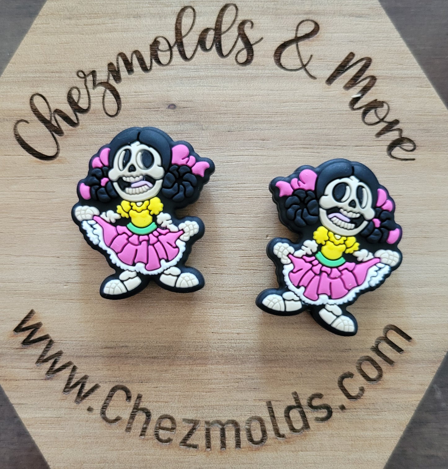 skelly girl in dress- Silicone focal Bead