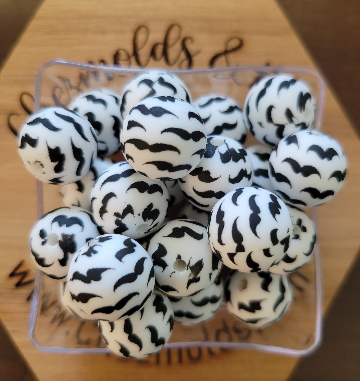 15MM round print-set of 5 -mustache