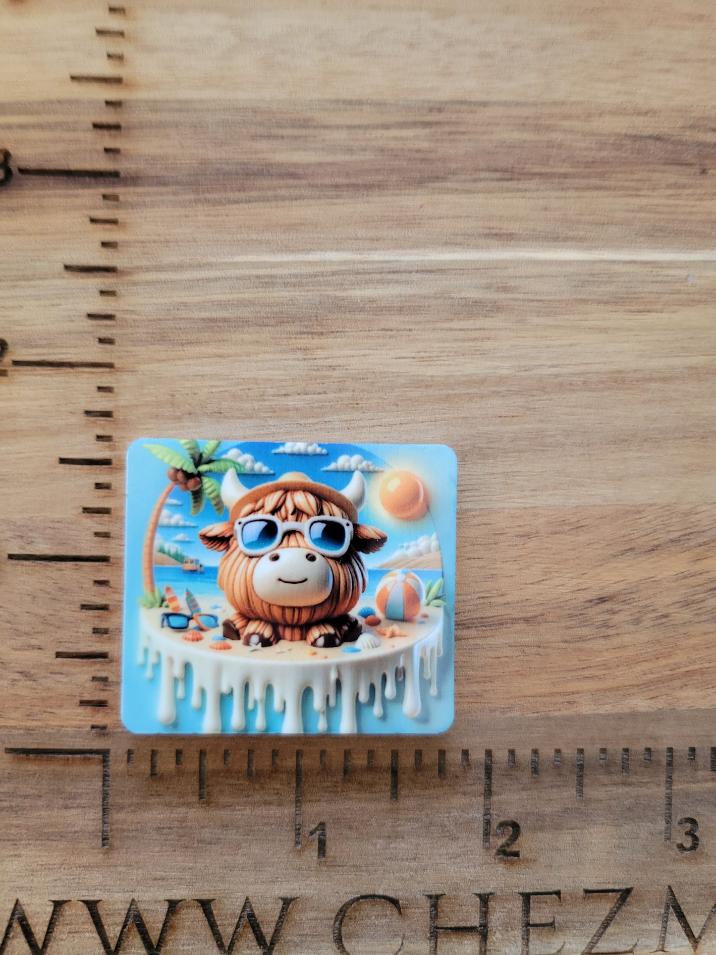 uv printed acrylic flatback-puffy summer cow