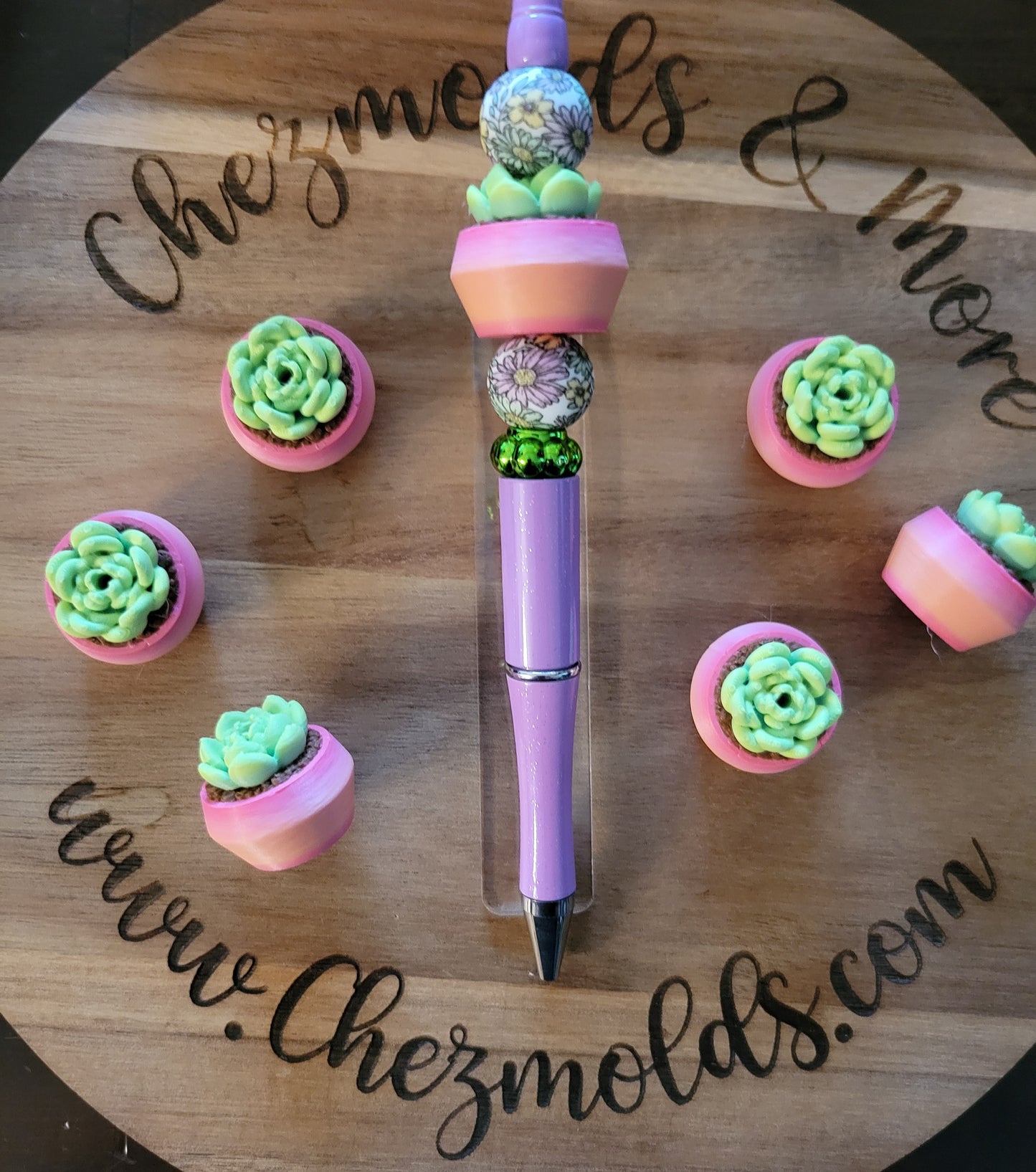 CE 3d printed focal bead-potted succulent