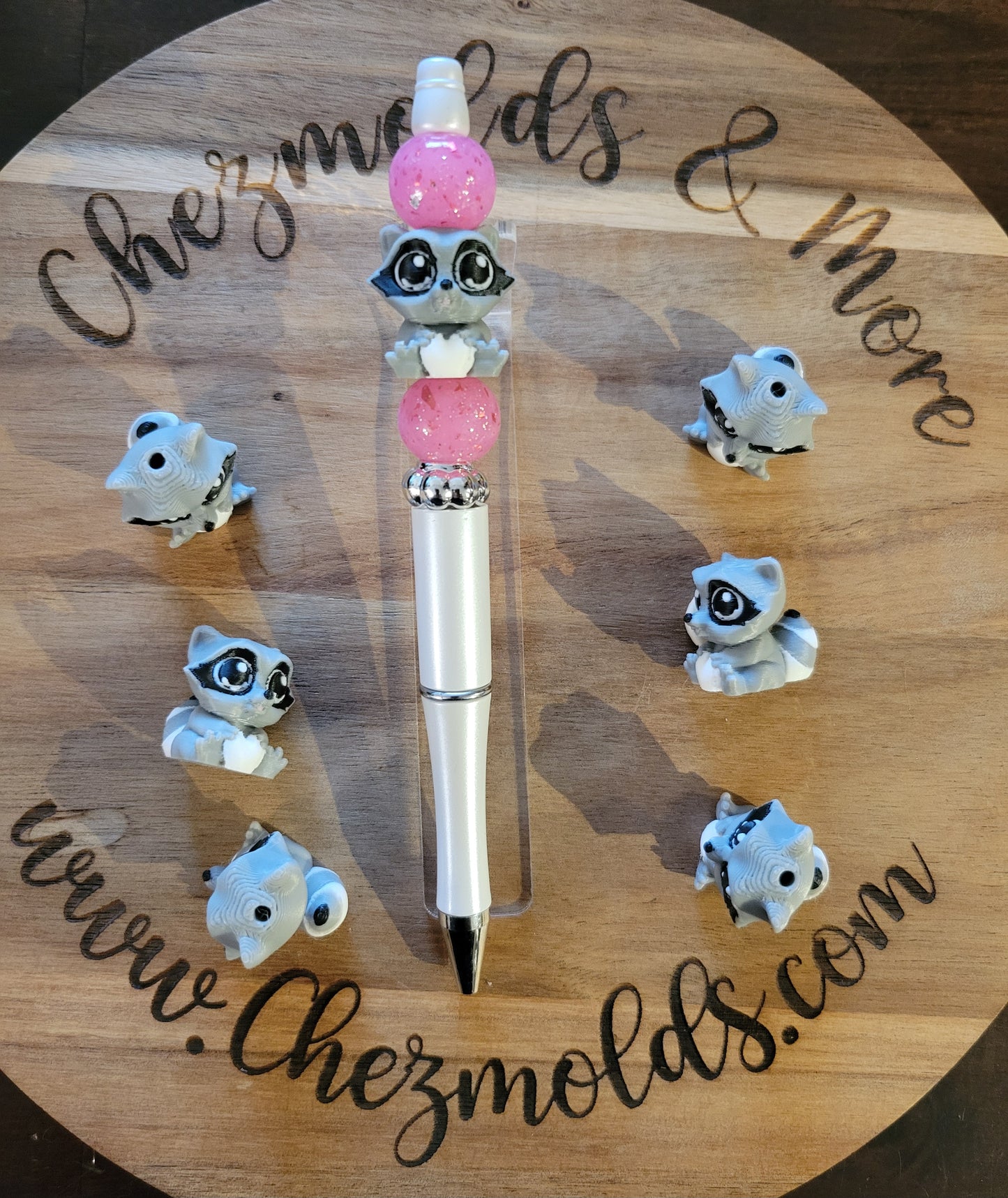 CE 3d printed focal bead-3d cutie raccoon