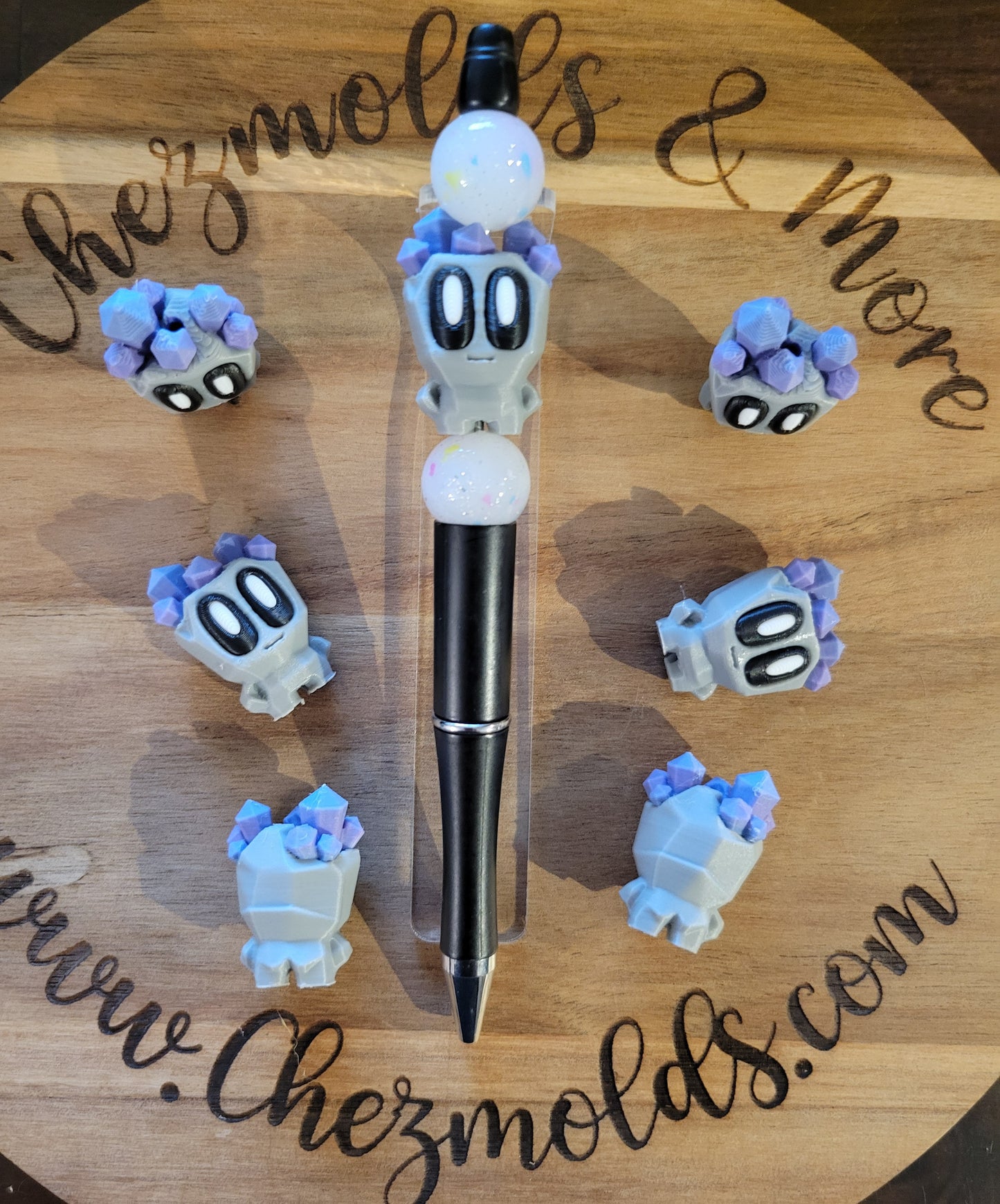 CE 3d printed focal bead-3d rock buddy- crystal top