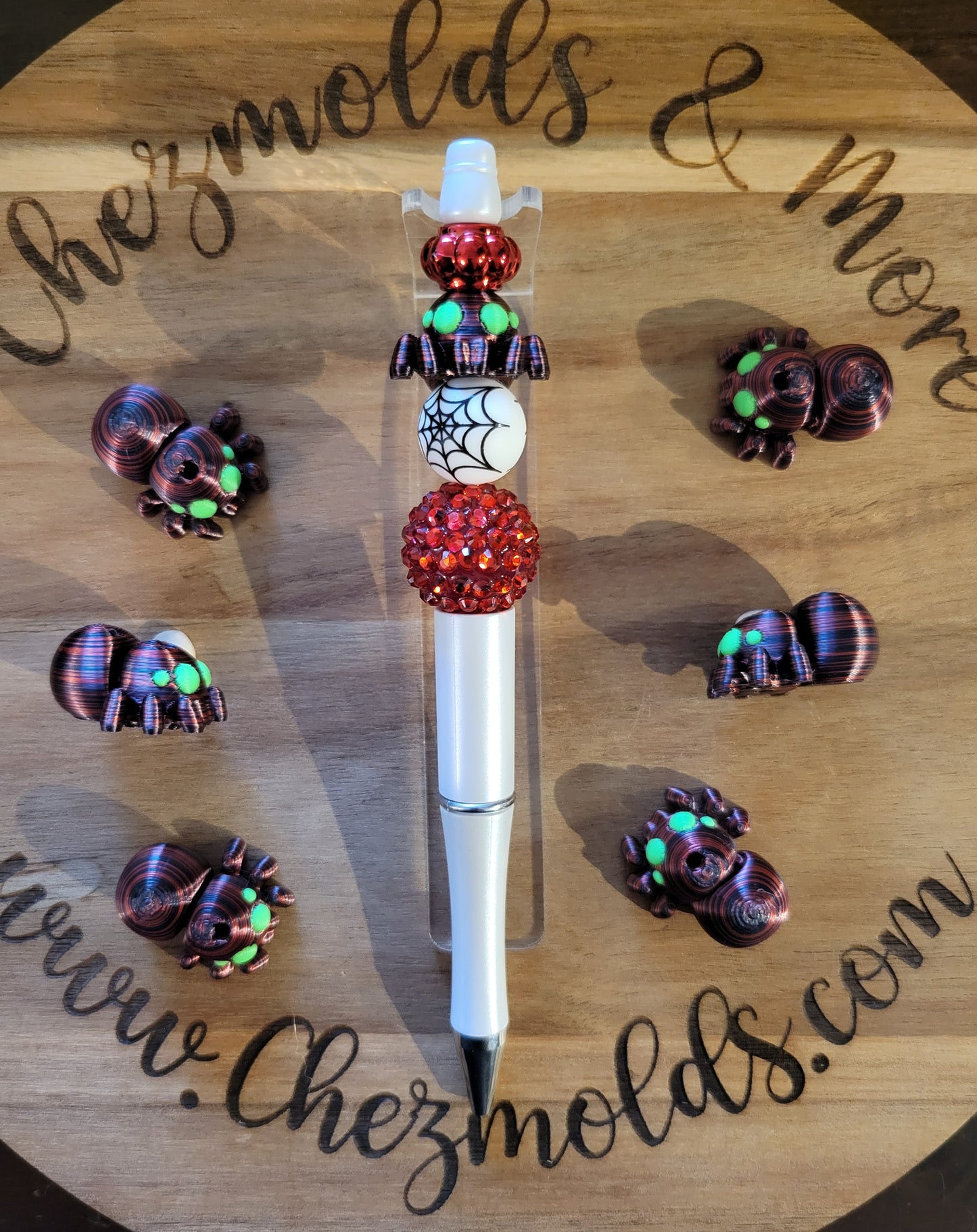 CE 3d printed focal bead-black/red flexy jumping spider