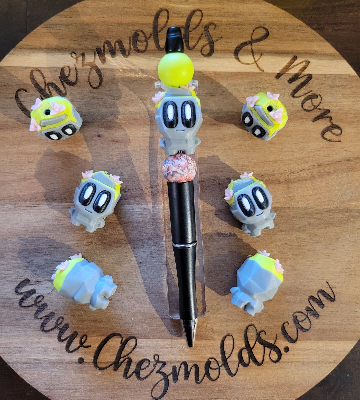 CE 3d printed focal bead-3d rock buddy-flower top