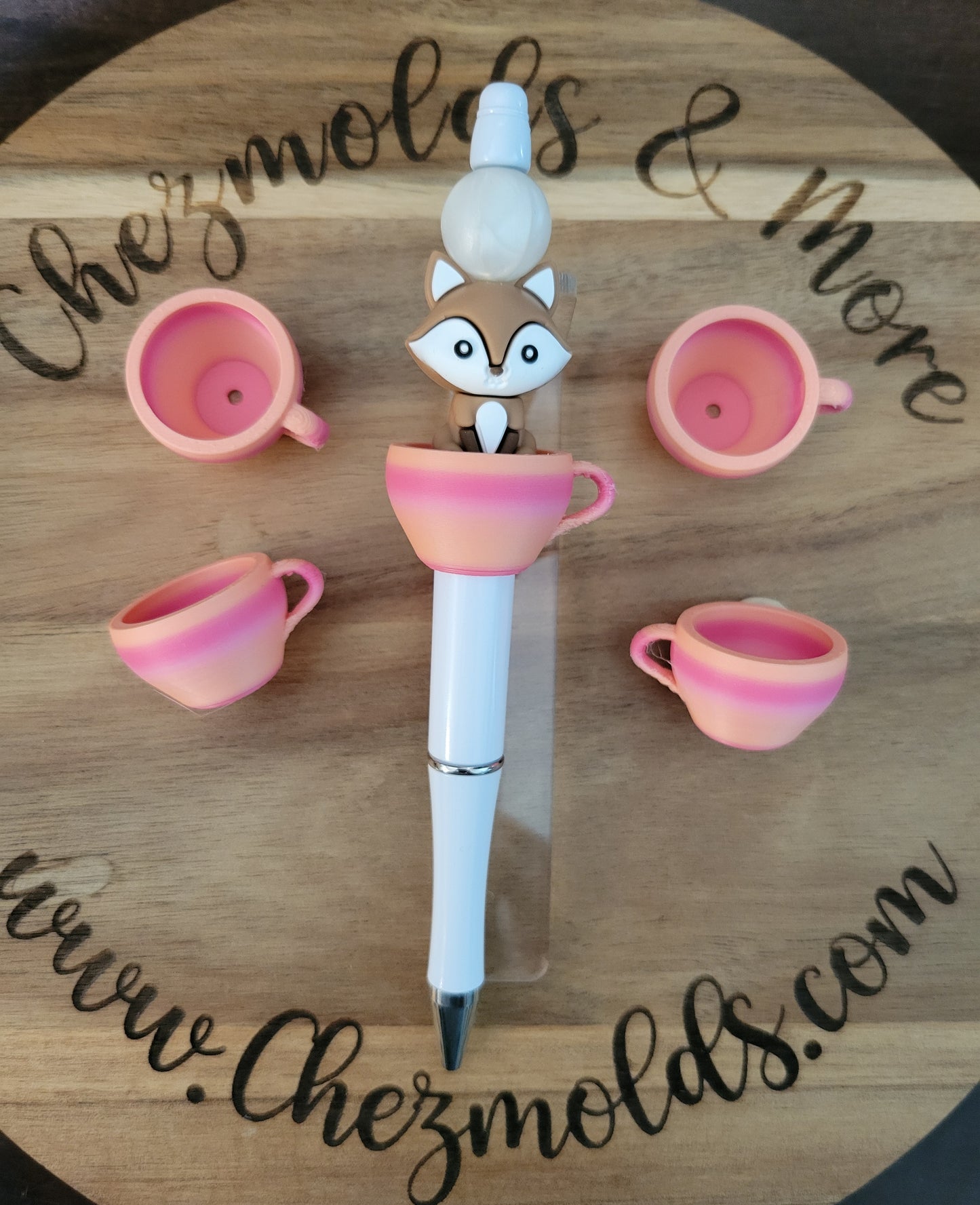 CE 3d printed spring tea cup - focal Bead