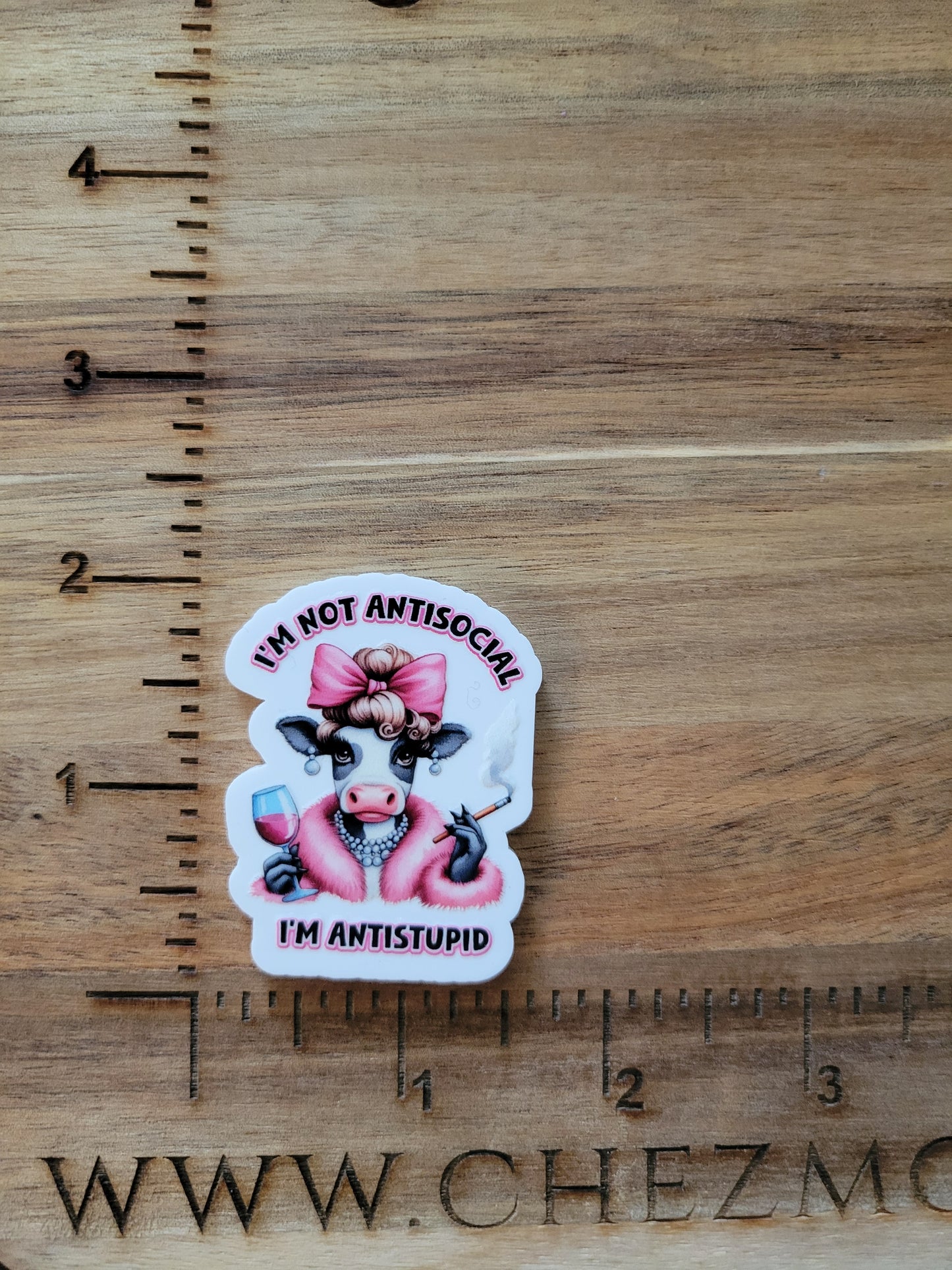 uv printed acrylic flatback- antisocial cow