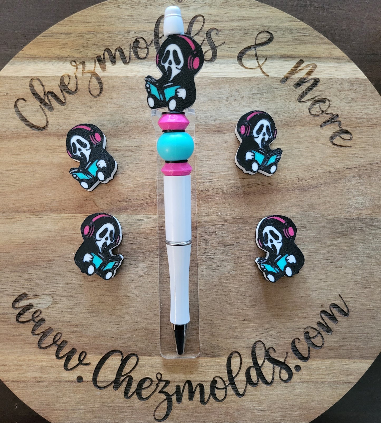 CE 3d printed focal Bead -scream ghost reading