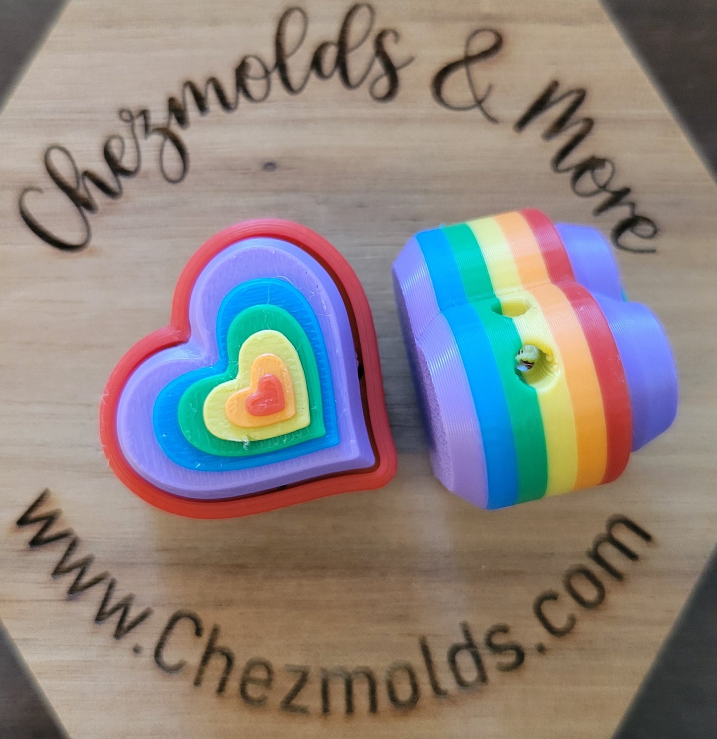 CE 3d printed fidget clicker- with keychain hole - Rainbow heart
