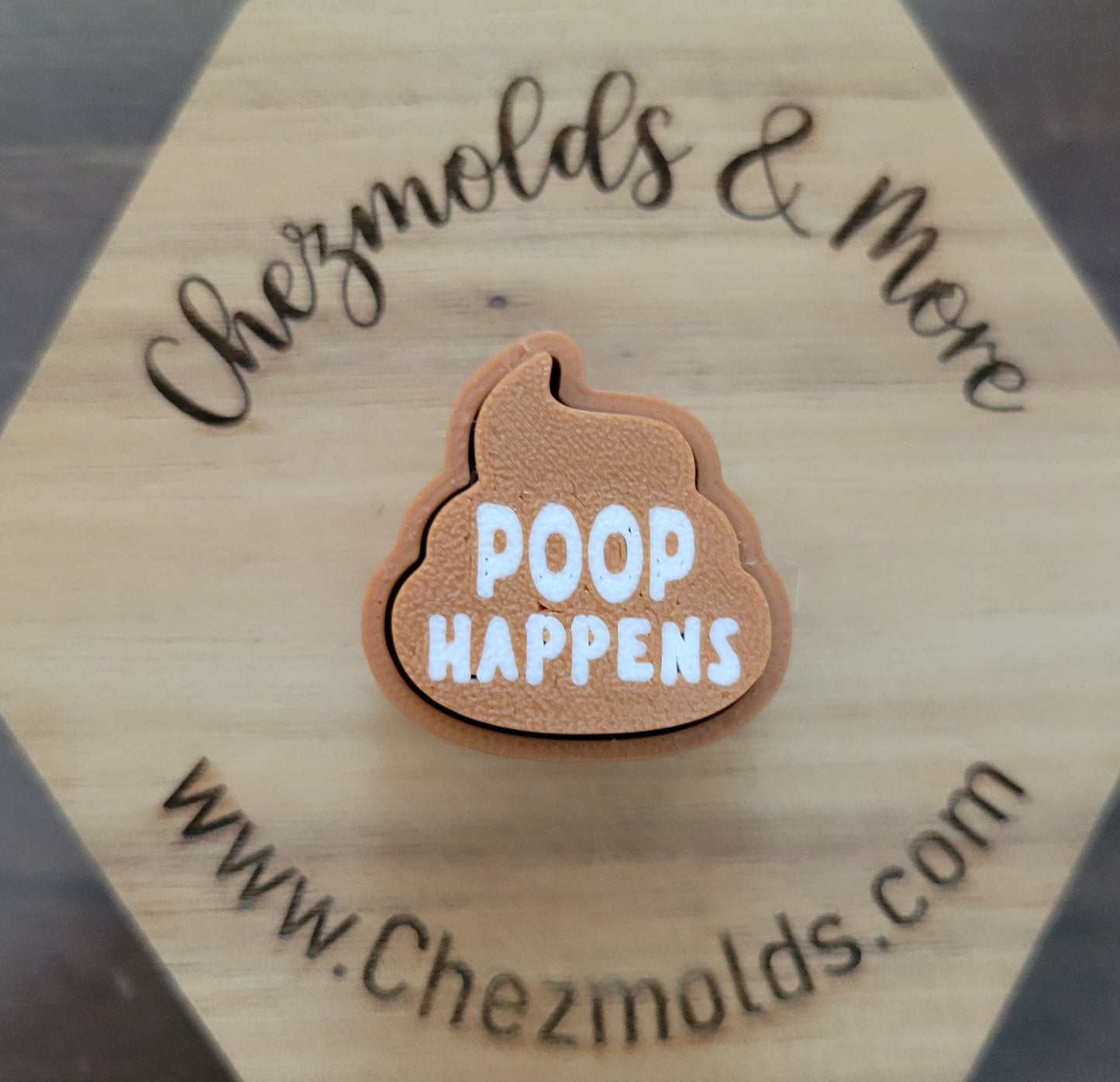 CE 3d printed fidget clicker- with keychain hole -poop happens