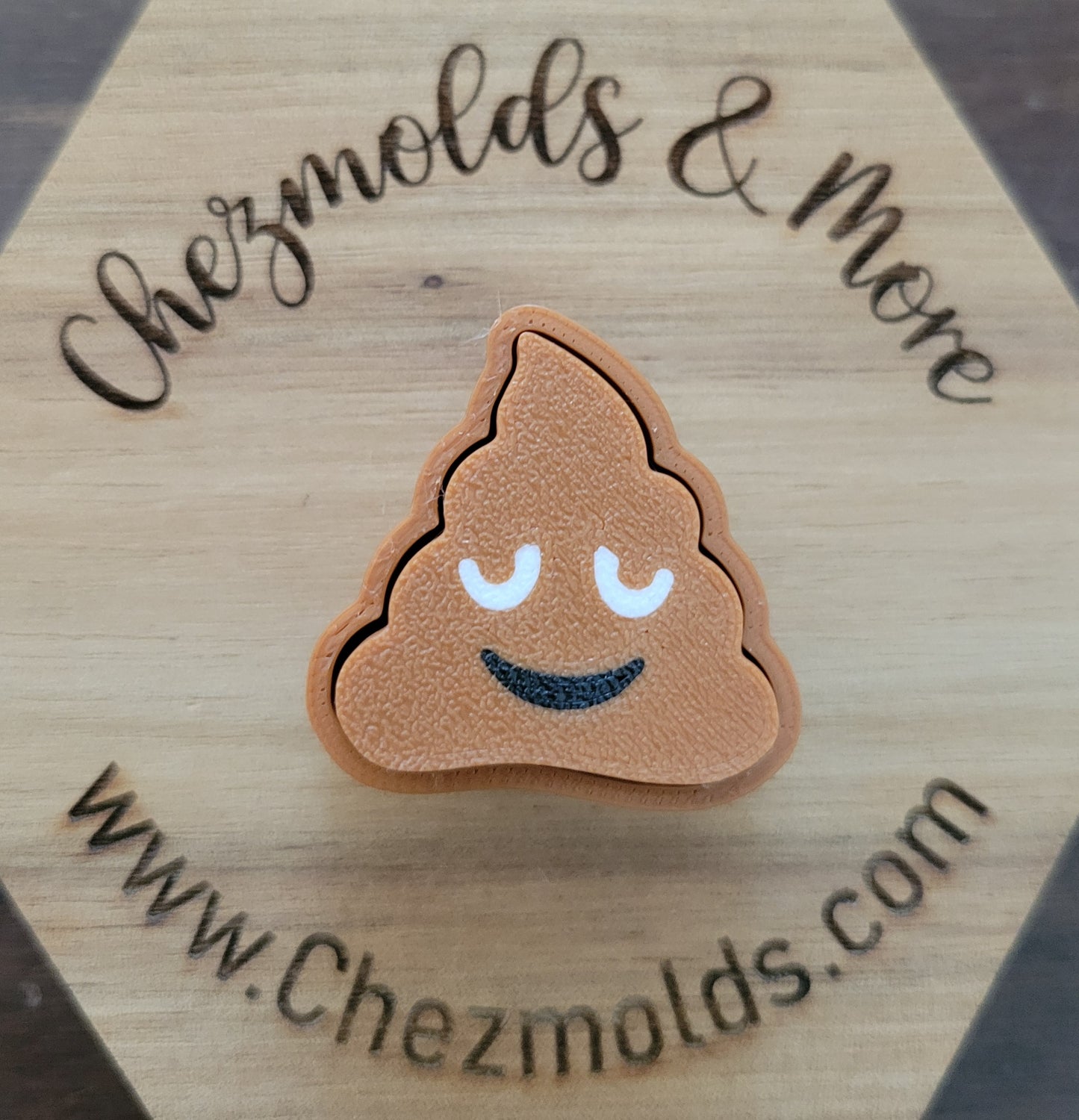 CE 3d printed fidget clicker- with keychain hole -poop smile