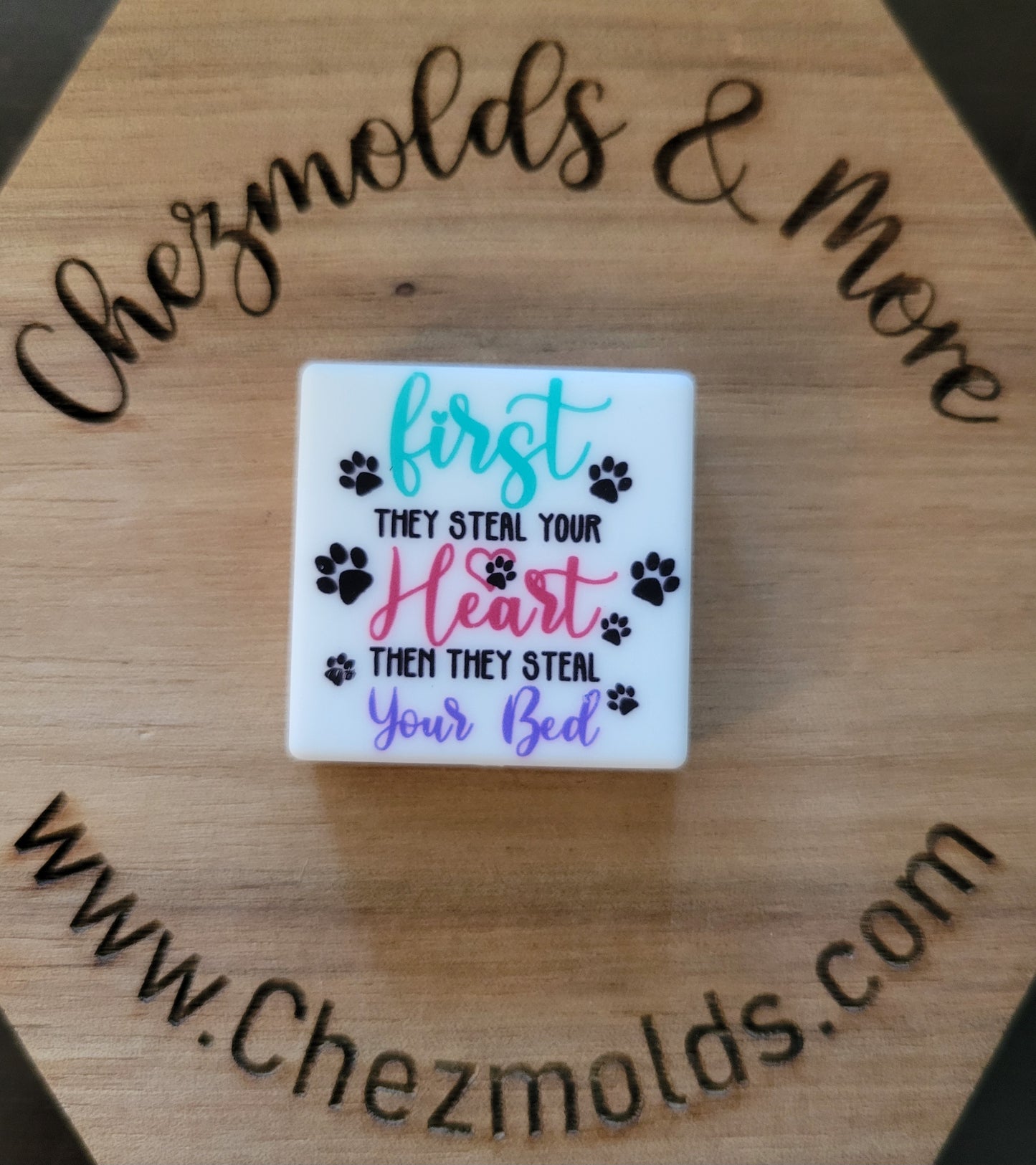 CE printed Silicone focal Bead-first they steal your heart- then they steal your bed