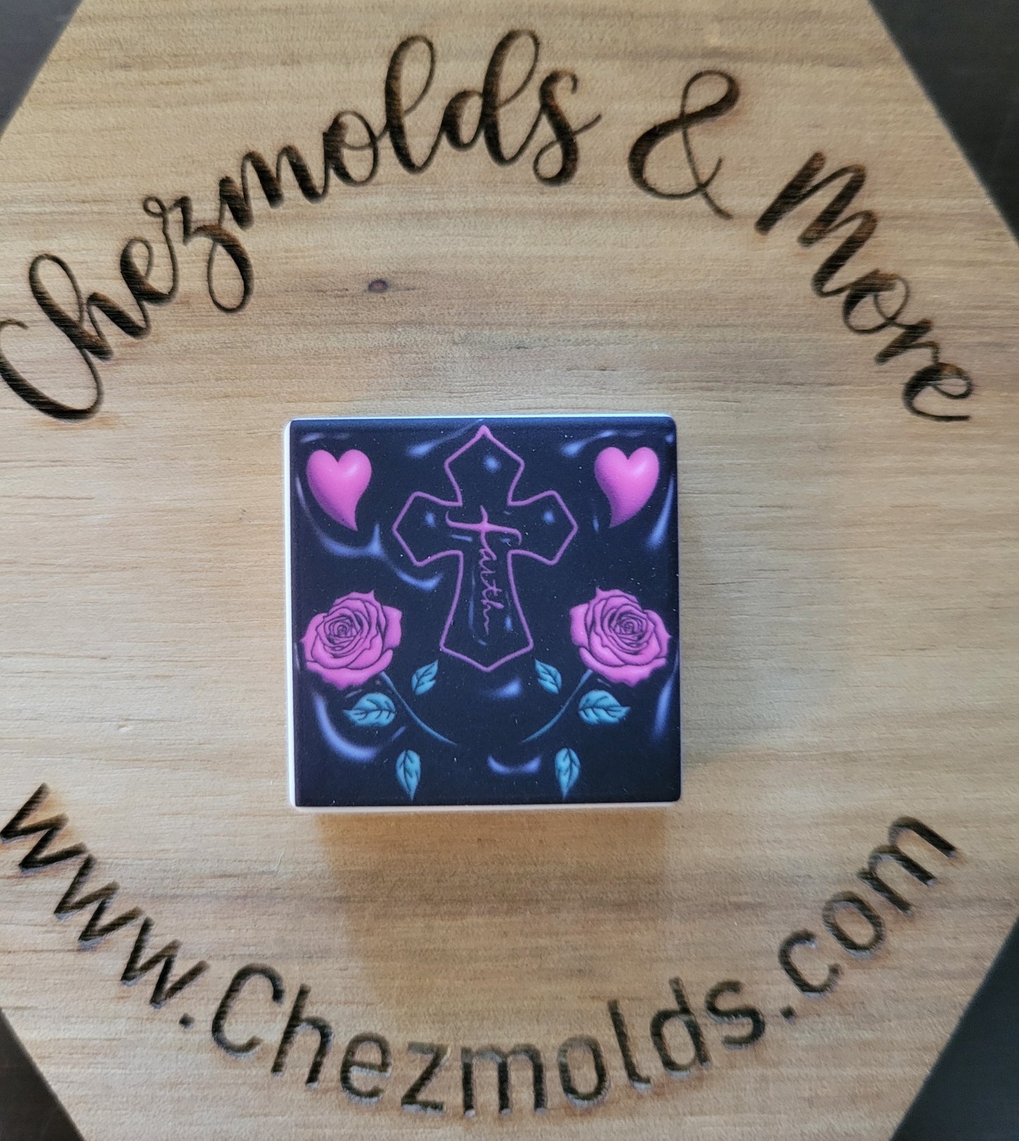 CE printed Silicone focal Bead-puffy faith