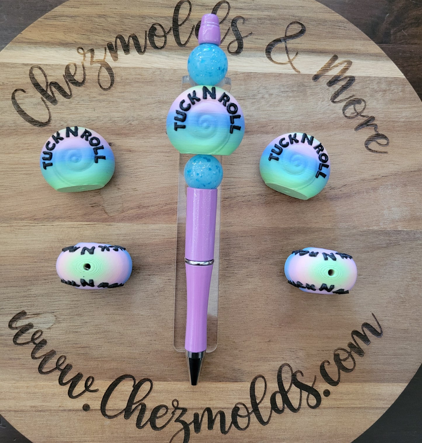 CE 3d printed focal bead-Tuck N Roll rainbow snail shell