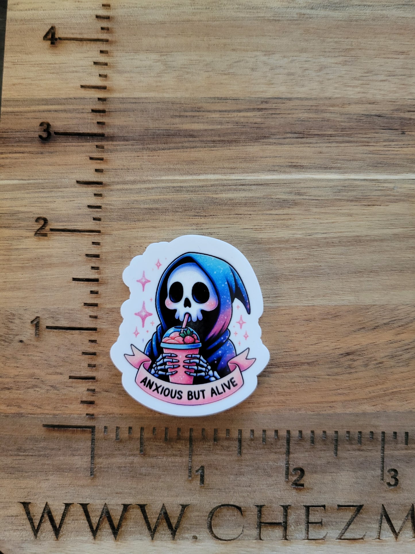 uv printed acrylic flatback- anxious but alive reaper