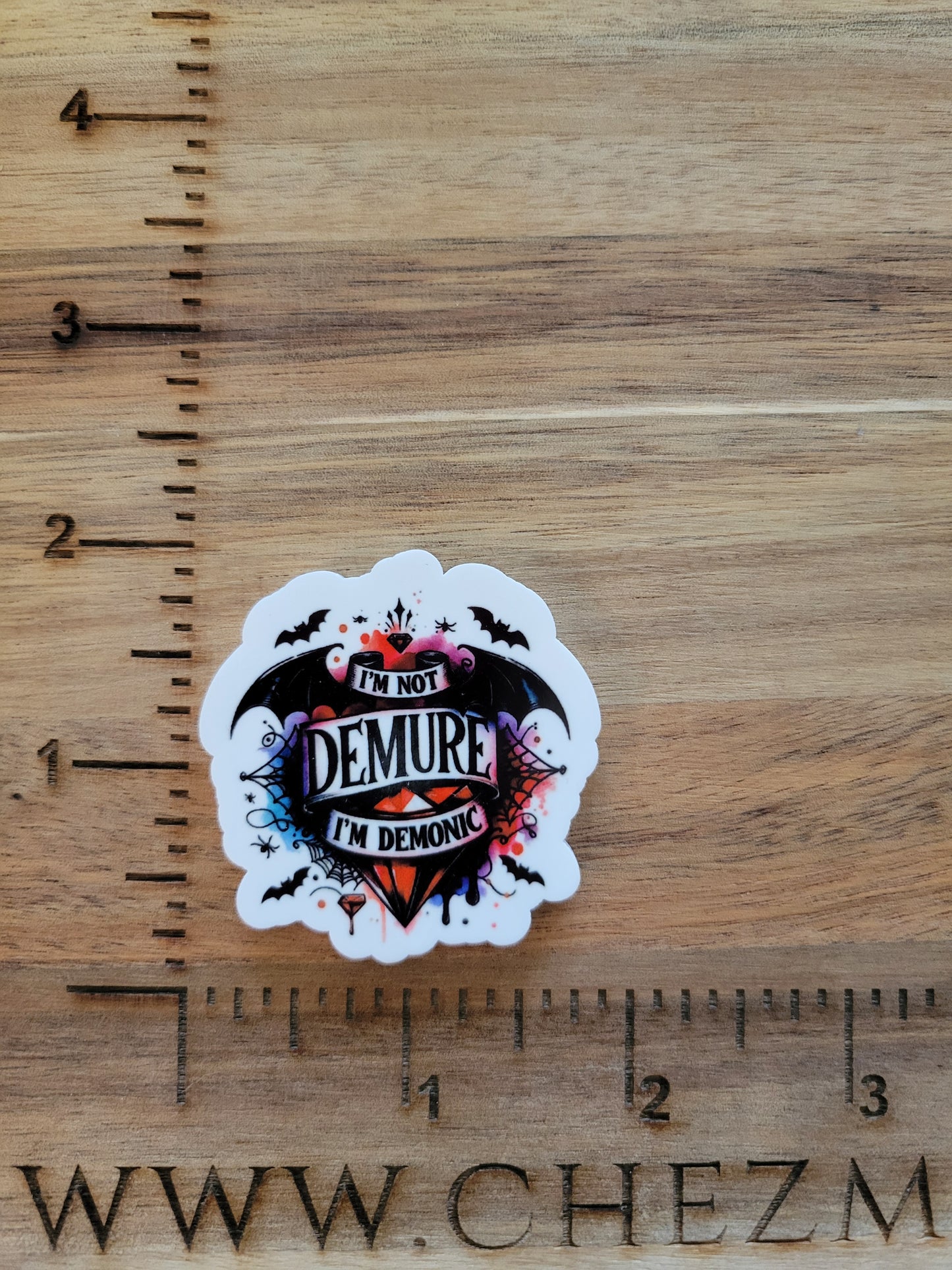 uv printed acrylic flatback- Not demure- demonic